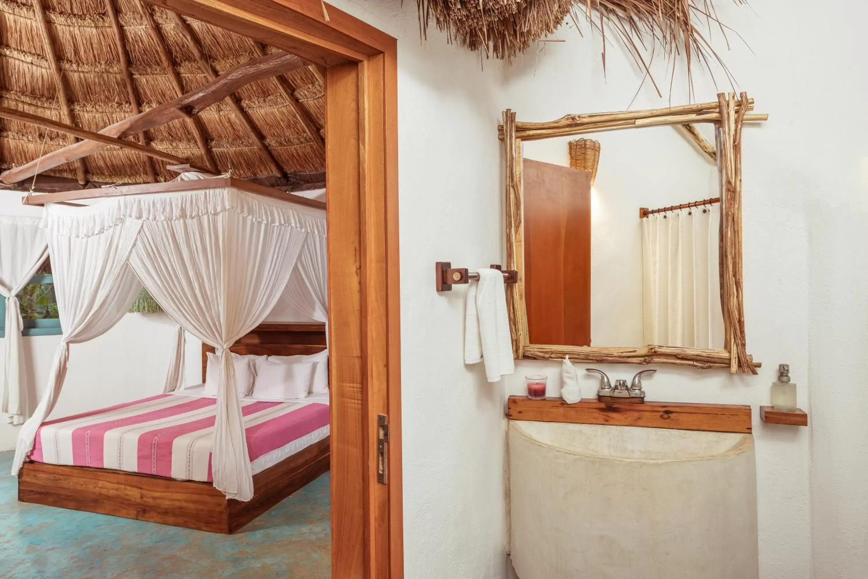 Bed, Bathroom in Dos Ceibas Tulum Feel Good Hotel