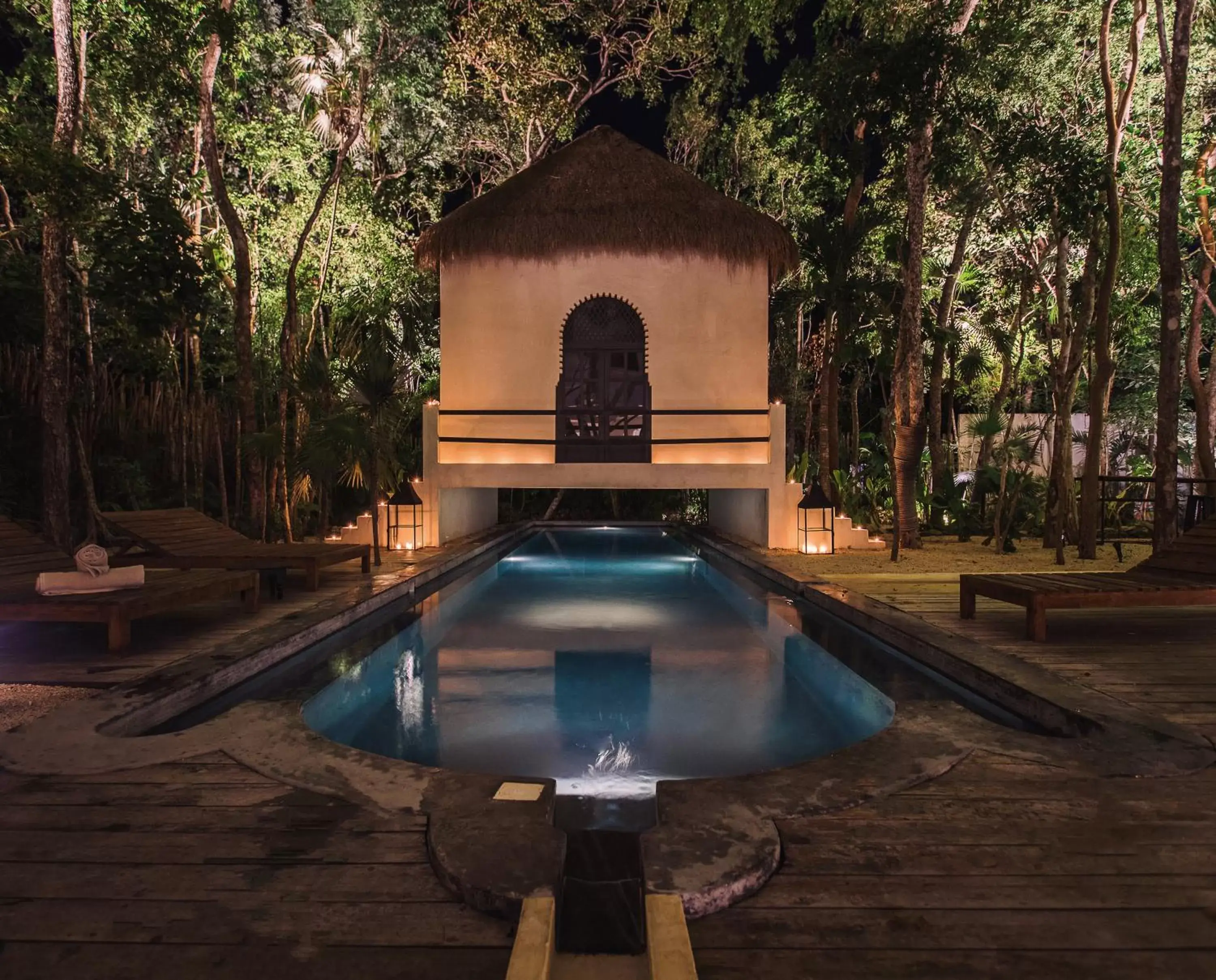 Night, Swimming Pool in Ambre & Epices Jungle Hotel & Spa