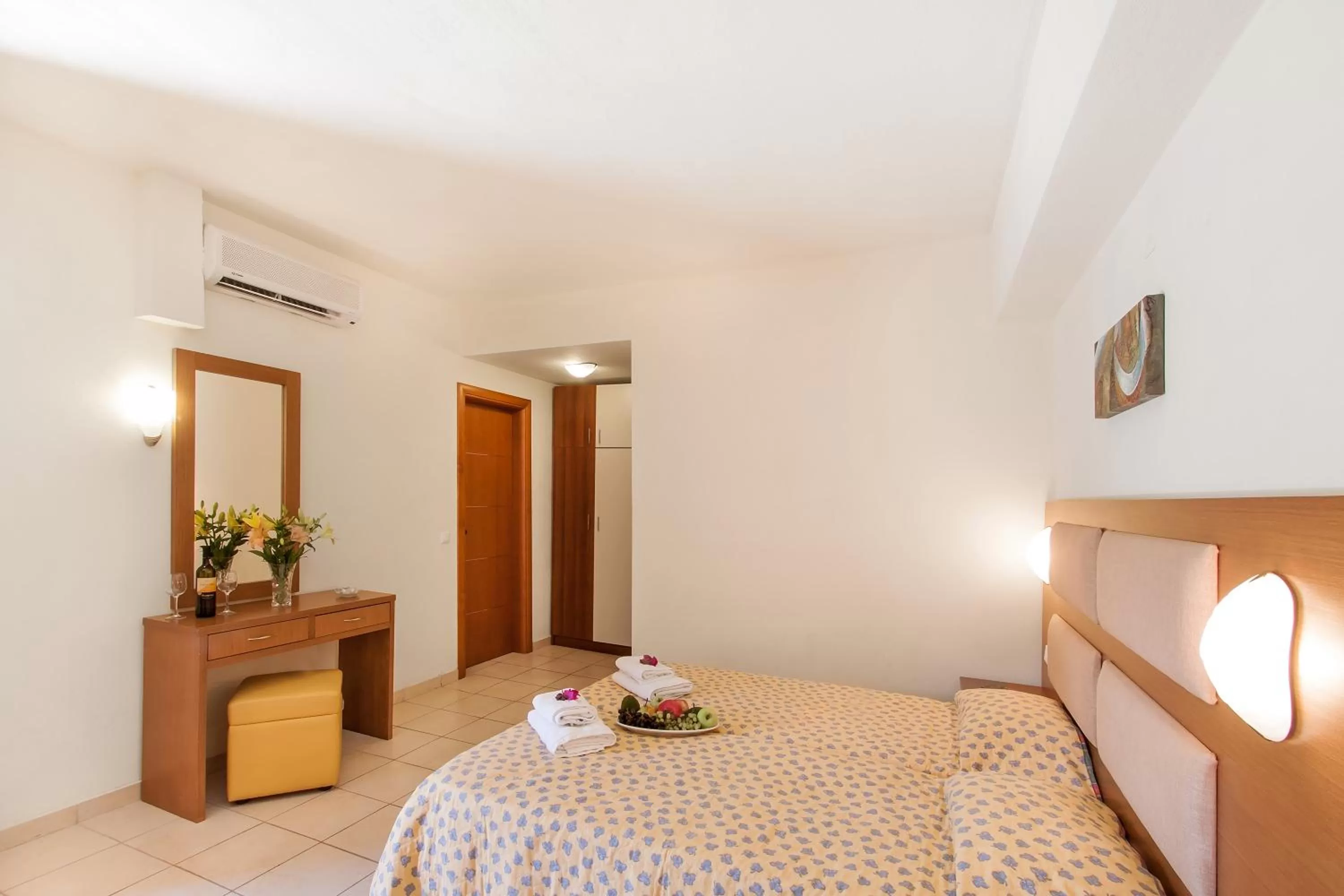 Bed in Rigas Hotel Skopelos