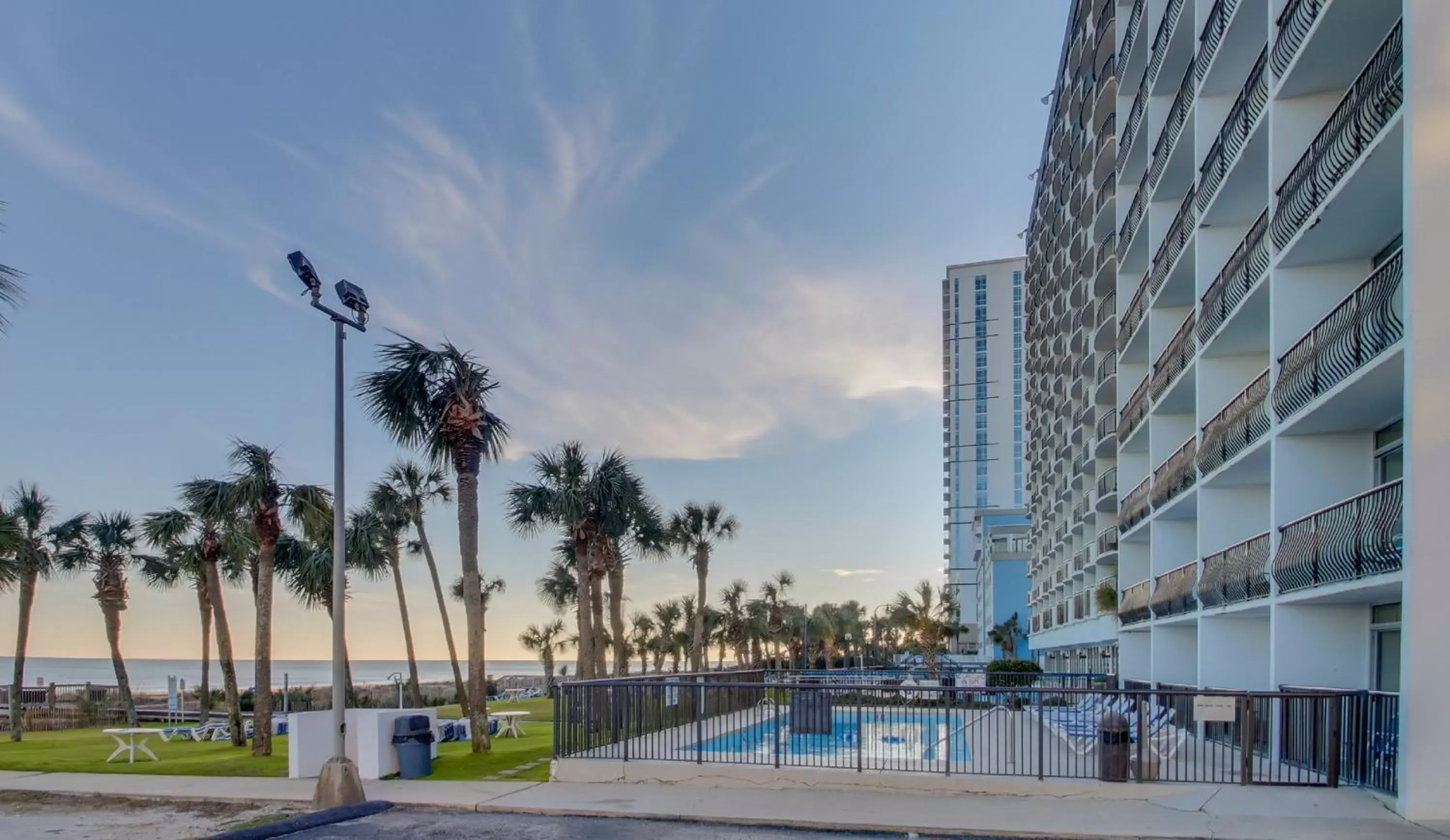 Swimming pool in Boardwalk Beach Resort Condo w Oceanfront Balcony