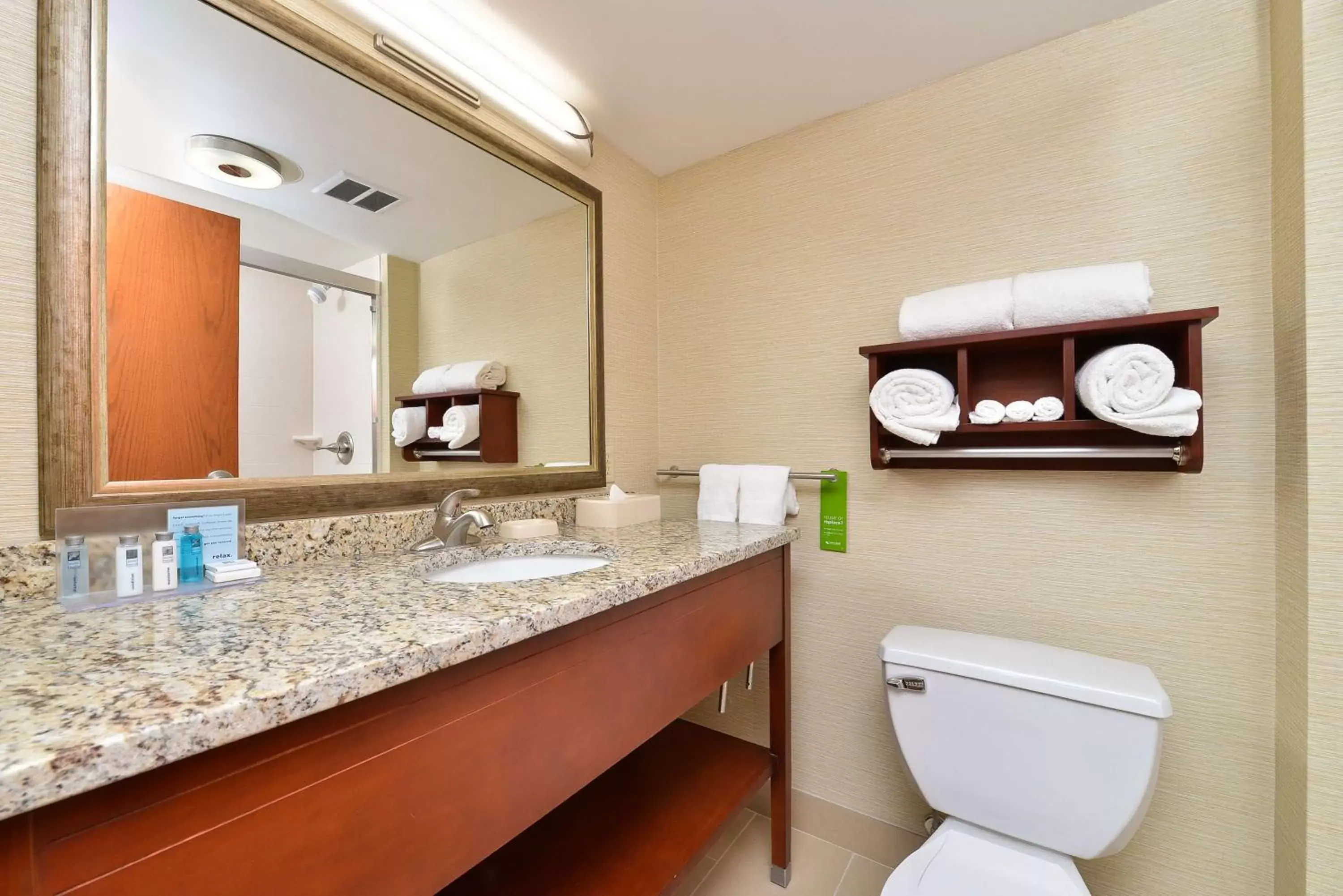 Bed, Bathroom in Hampton Inn Detroit/Auburn Hills South