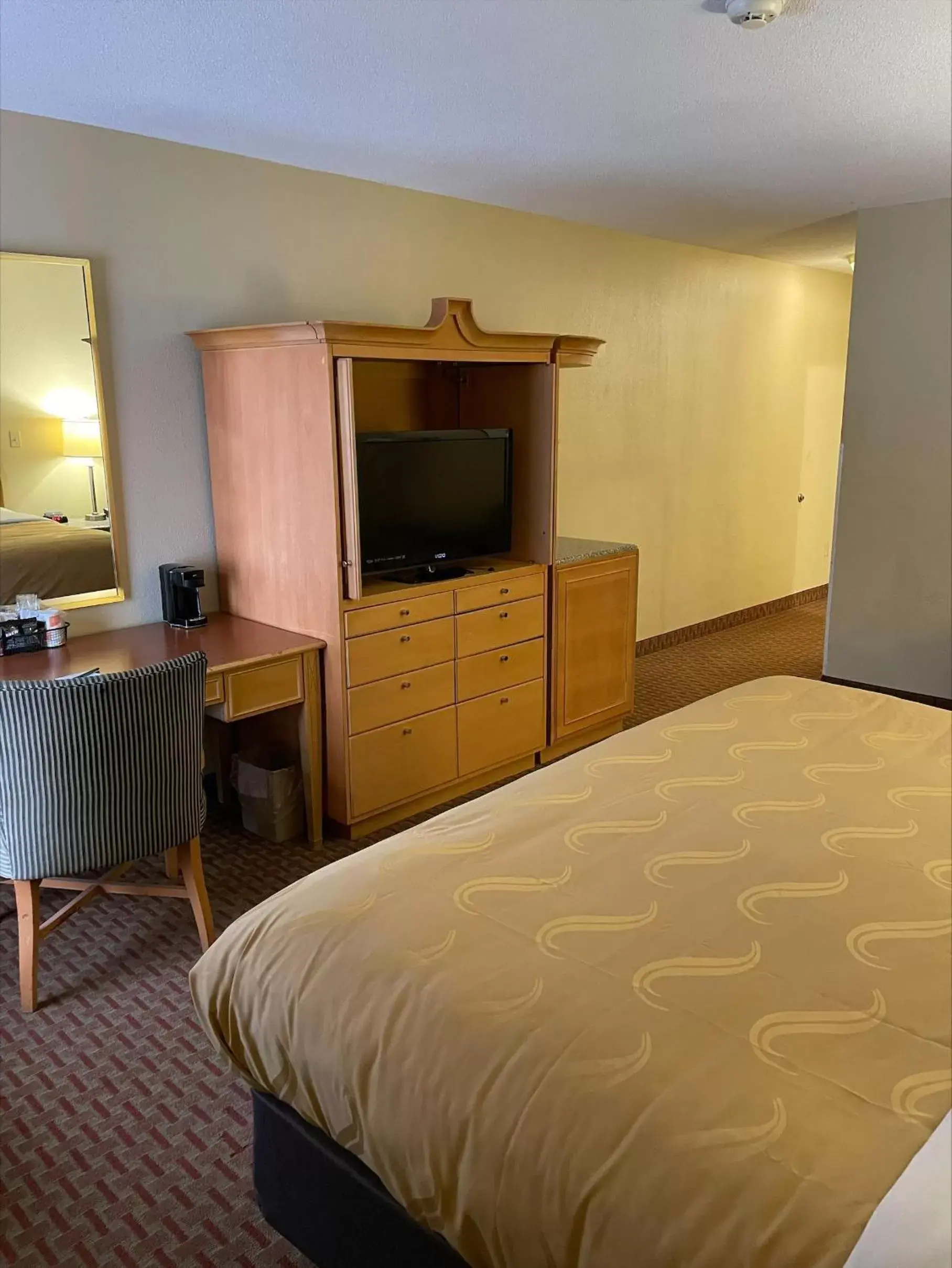 Bed, TV/Entertainment Center in Quality Inn & Suites Greenfield I-70