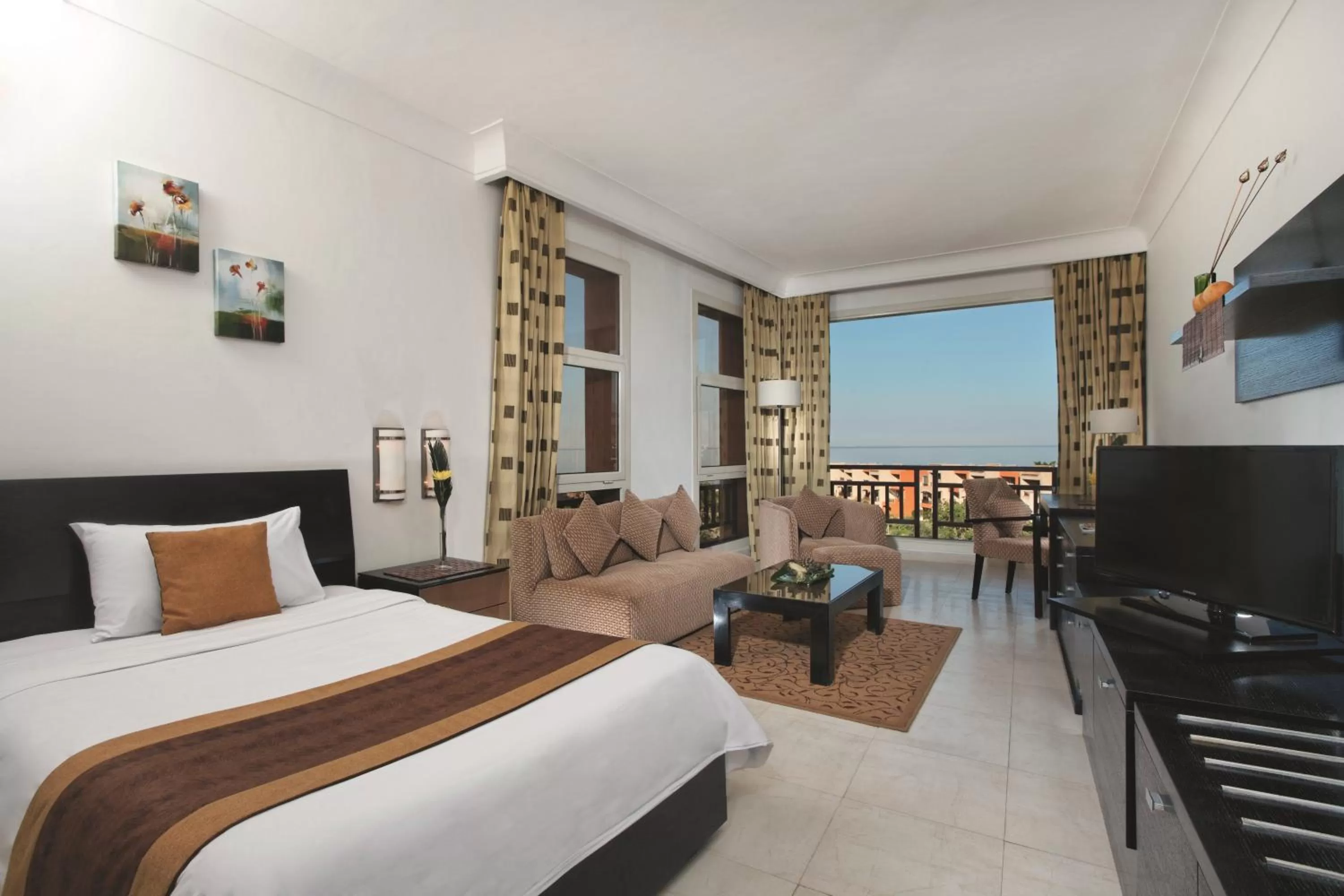 View (from property/room), Bed in Mövenpick Resort El Sokhna