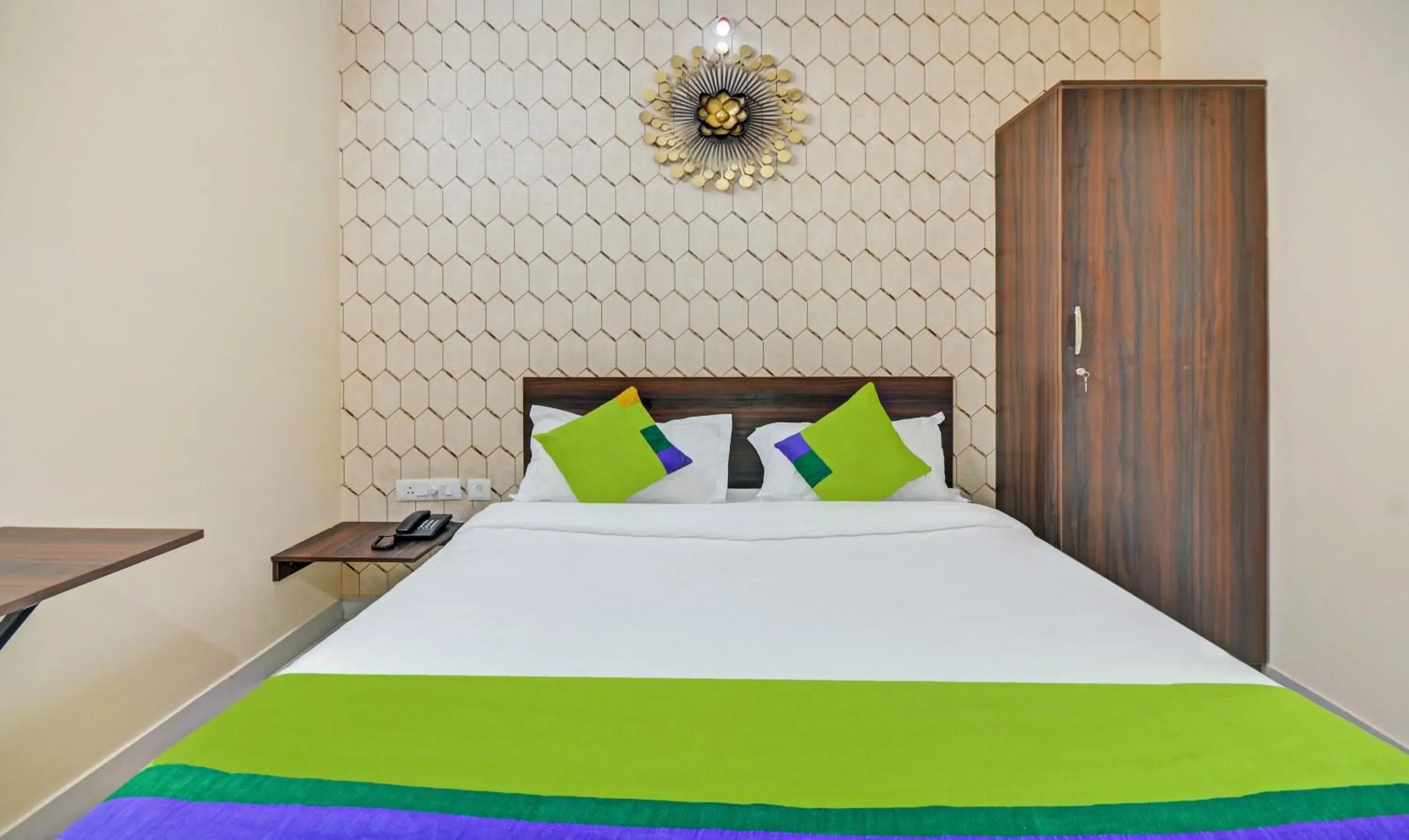 Bedroom, Bed in Treebo Trend Everest Residency Tidel Park