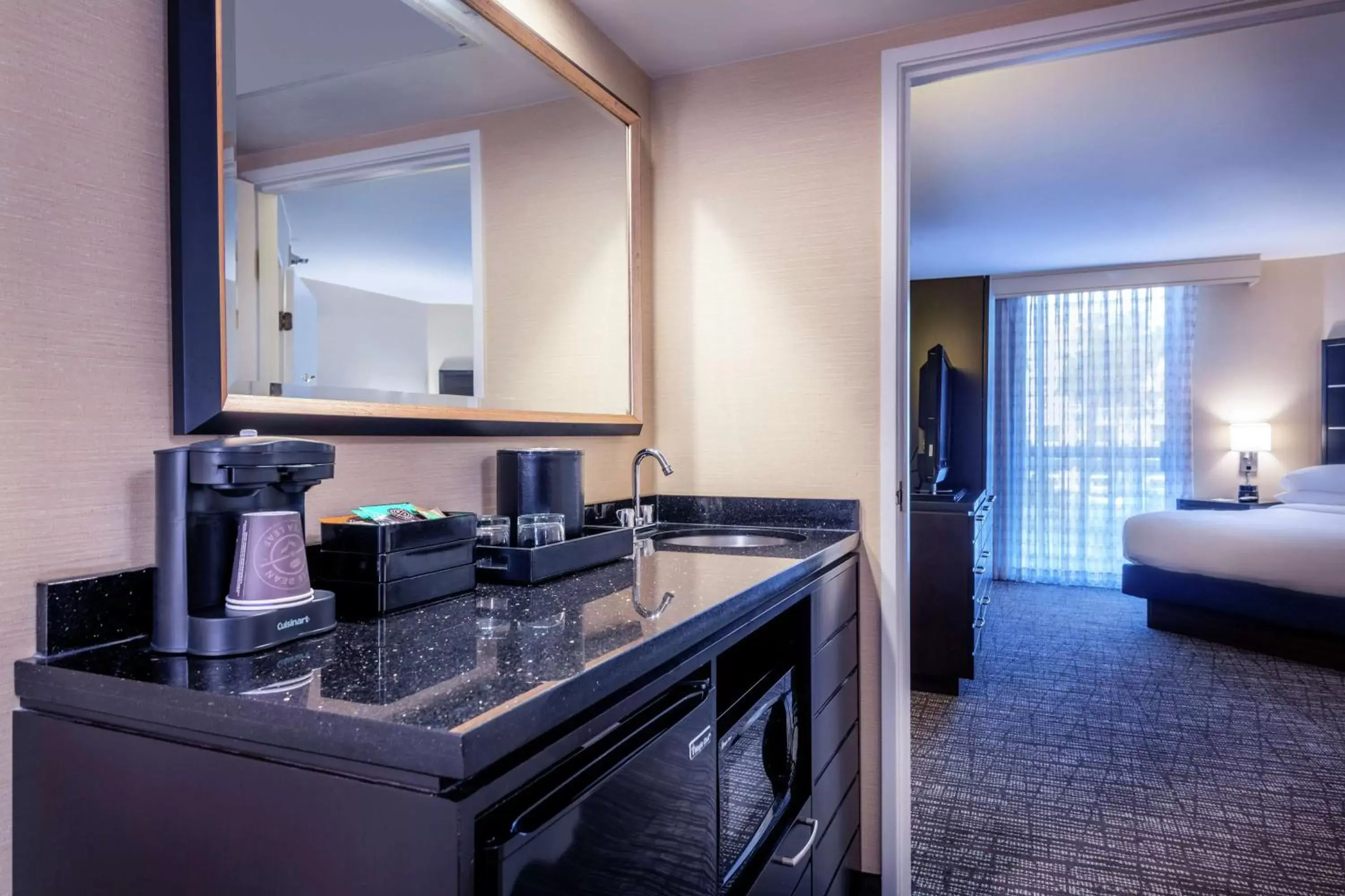 Kitchen or kitchenette, Bathroom in Embassy Suites Los Angeles - International Airport/North