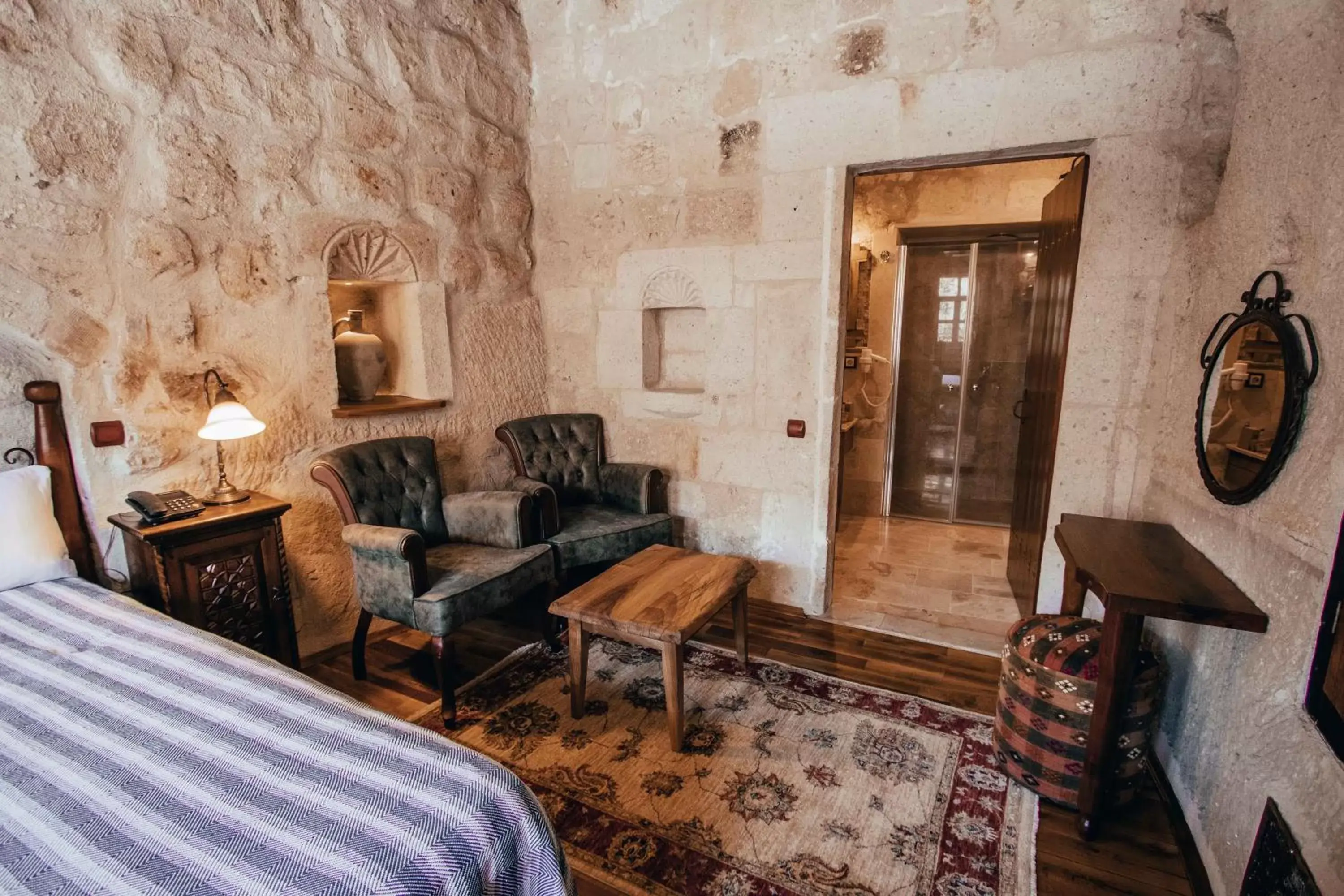 Seating area in Aza Cave Cappadocia