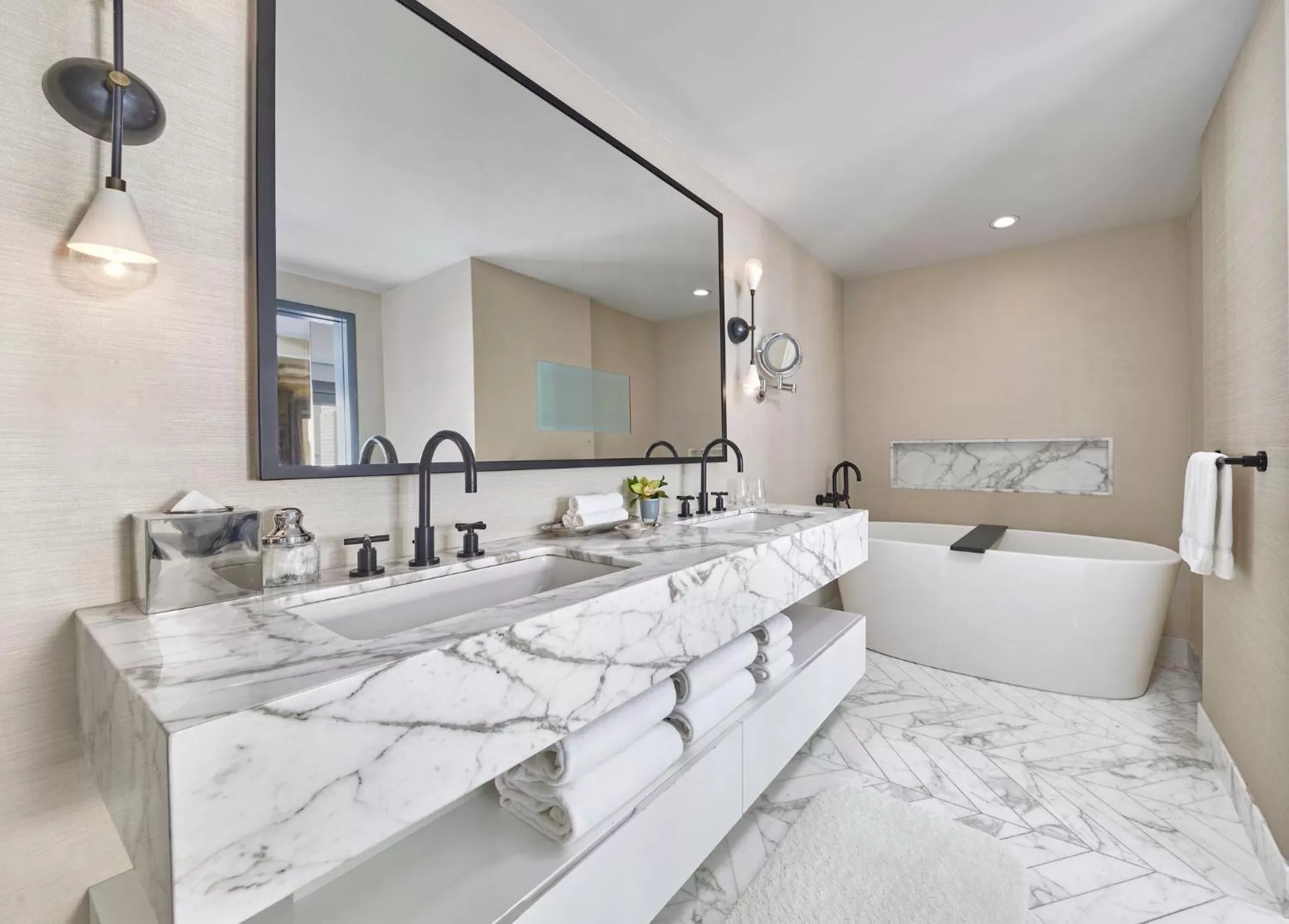 Bathroom, Bed in Loews Regency New York Hotel