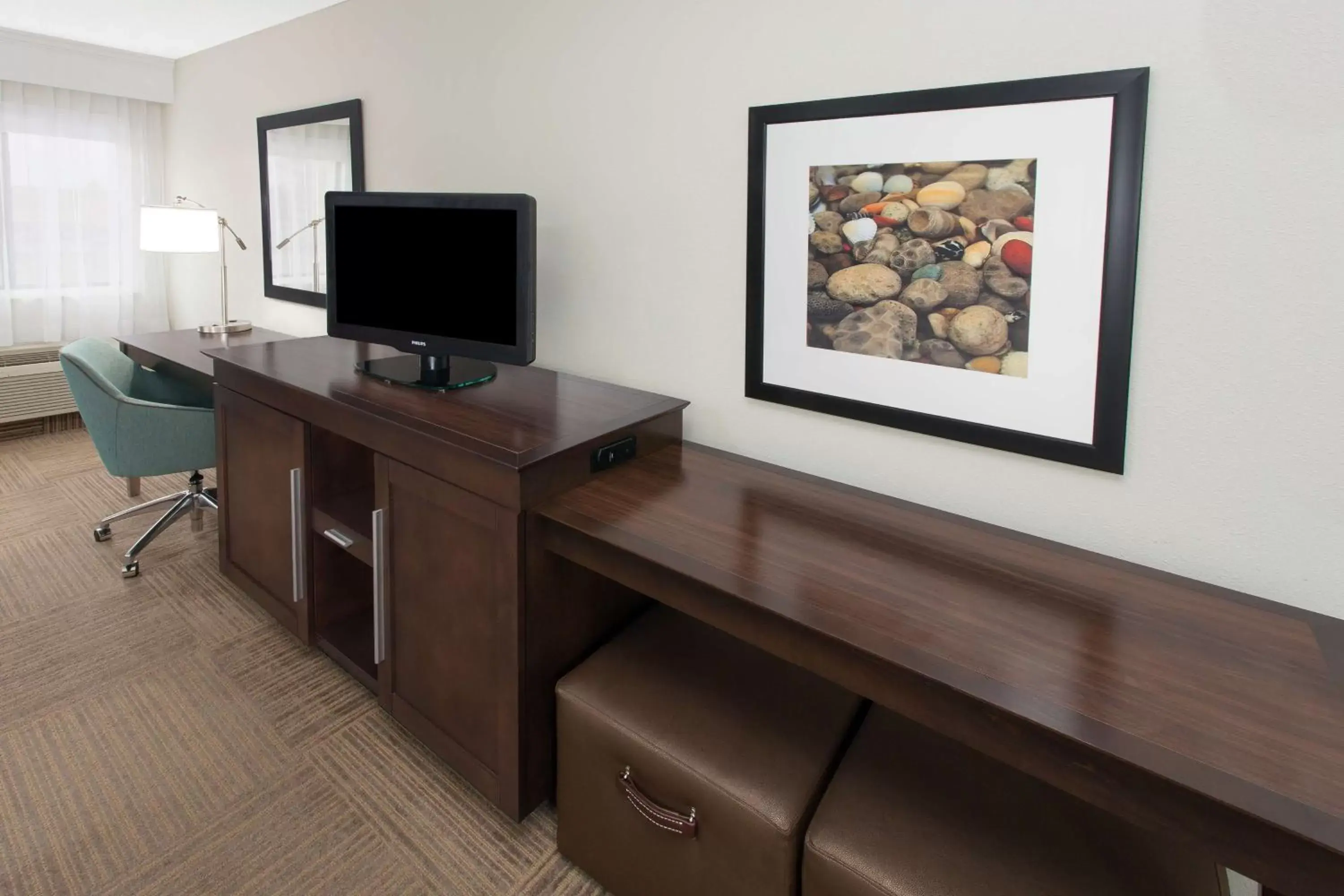 Bed, TV/Entertainment Center in Hampton Inn Birch Run