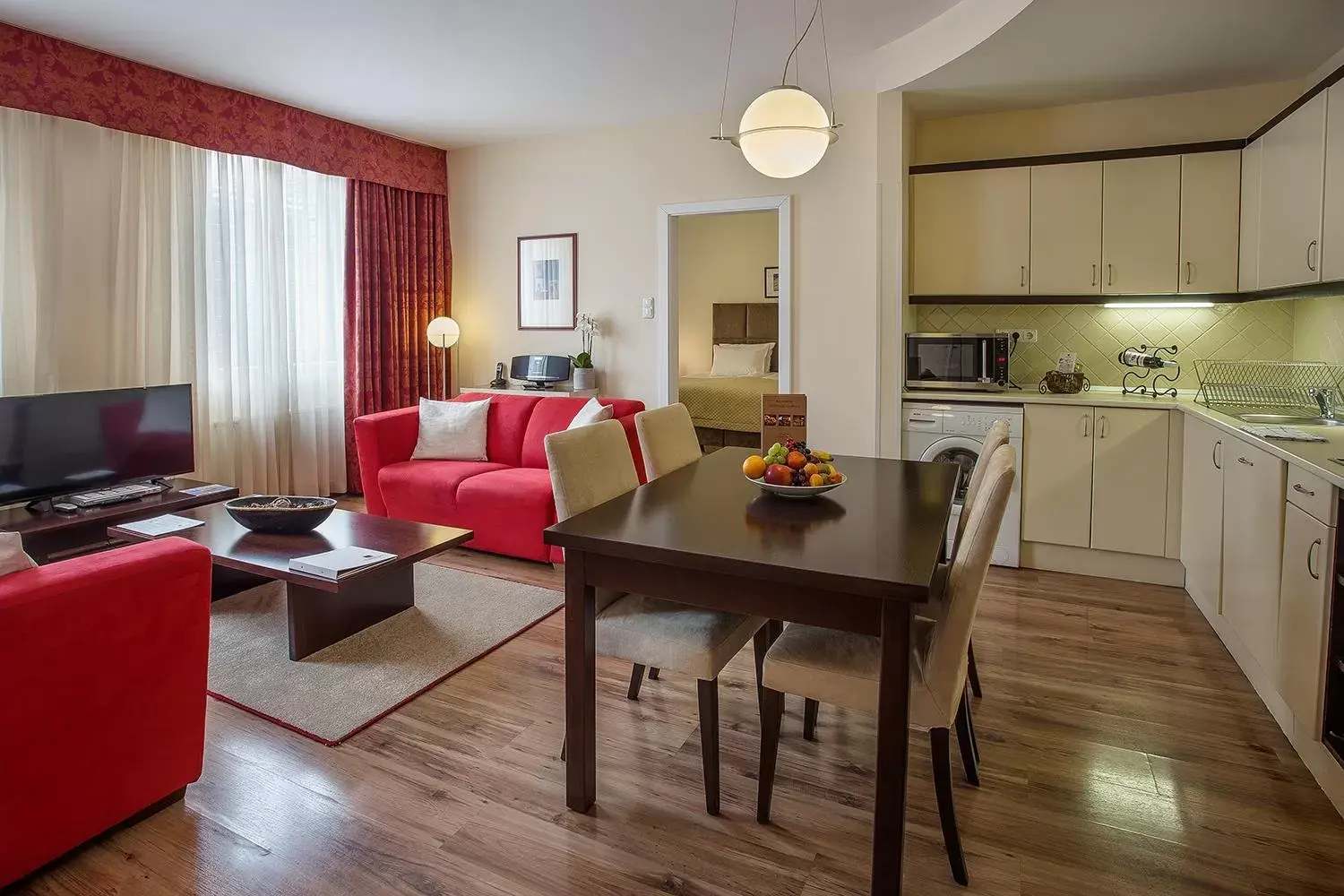 Kitchen or kitchenette, Seating Area in Mamaison Residence Izabella Budapest