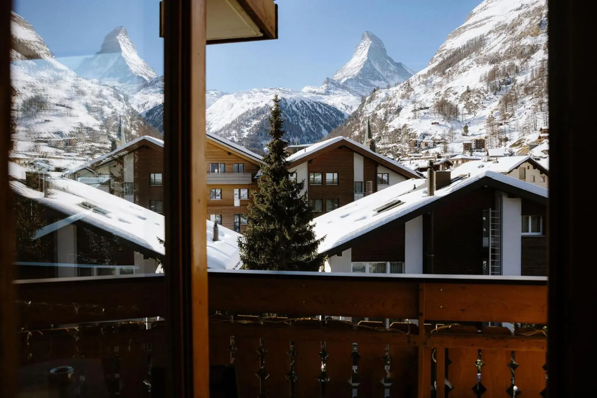 View (from property/room), Winter in Hotel Perren Superior