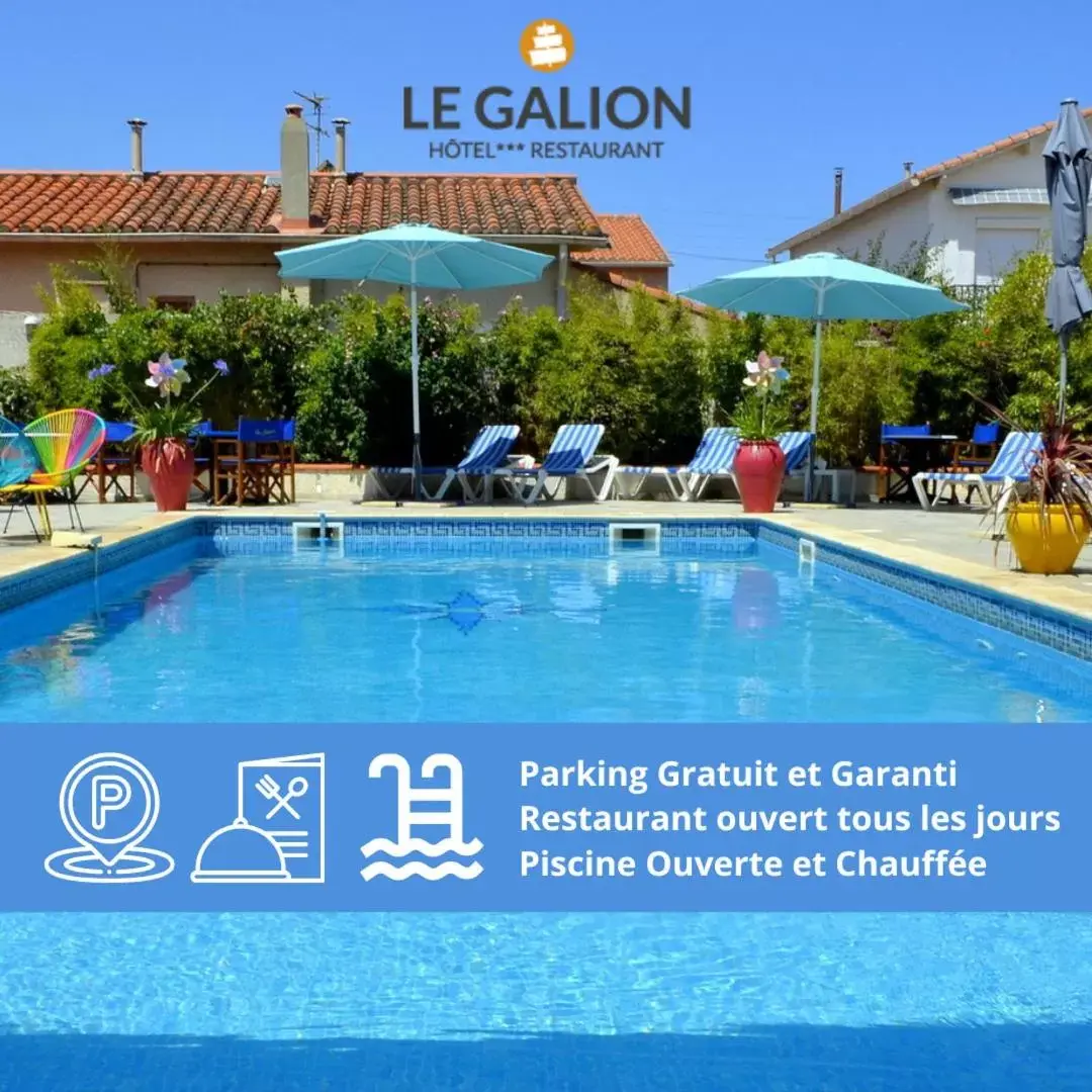 Day, Swimming Pool in Le Galion Hotel et Restaurant Canet Plage - Logis
