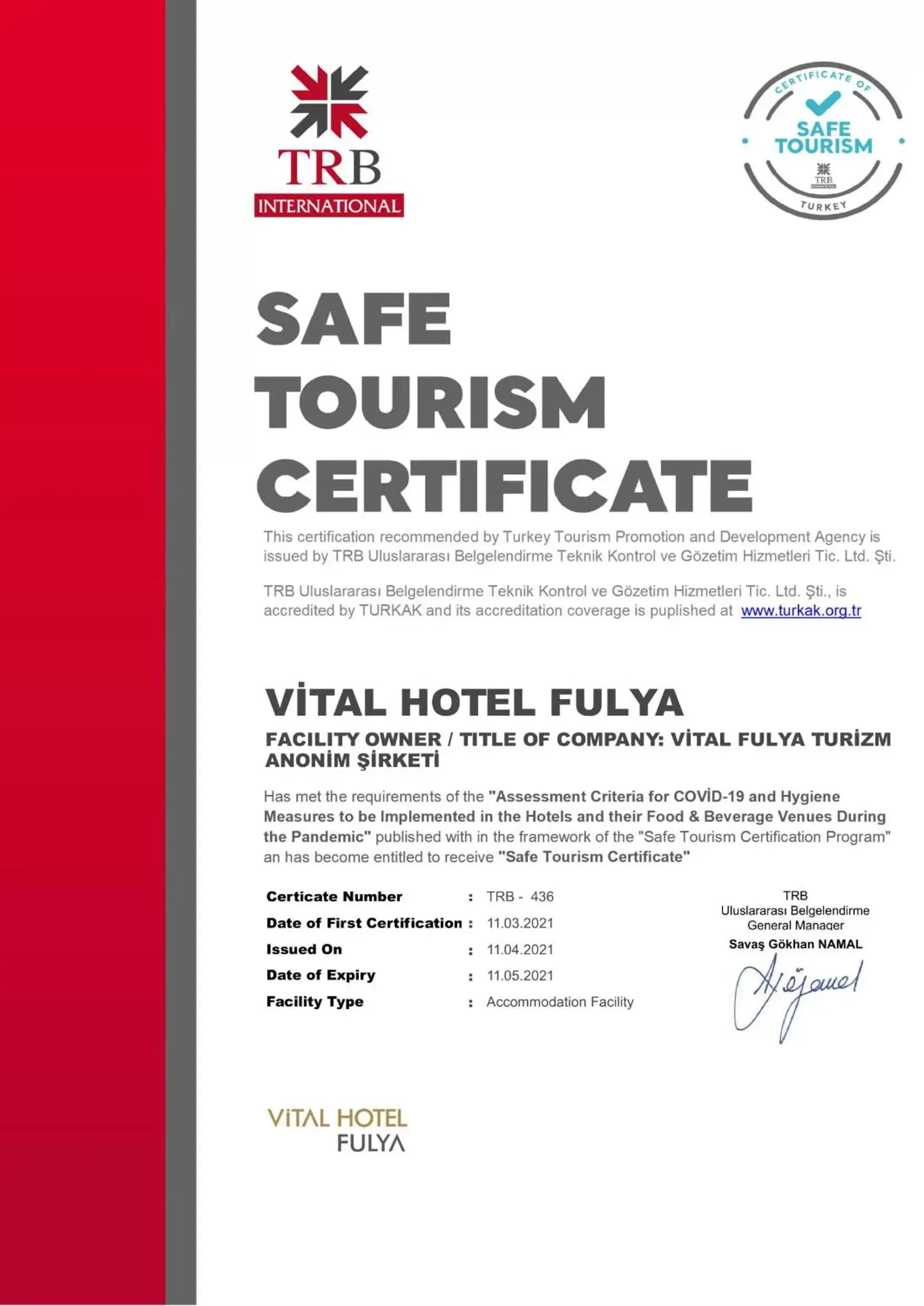 Logo/Certificate/Sign in Vital Hotel Fulya Istanbul Sisli
