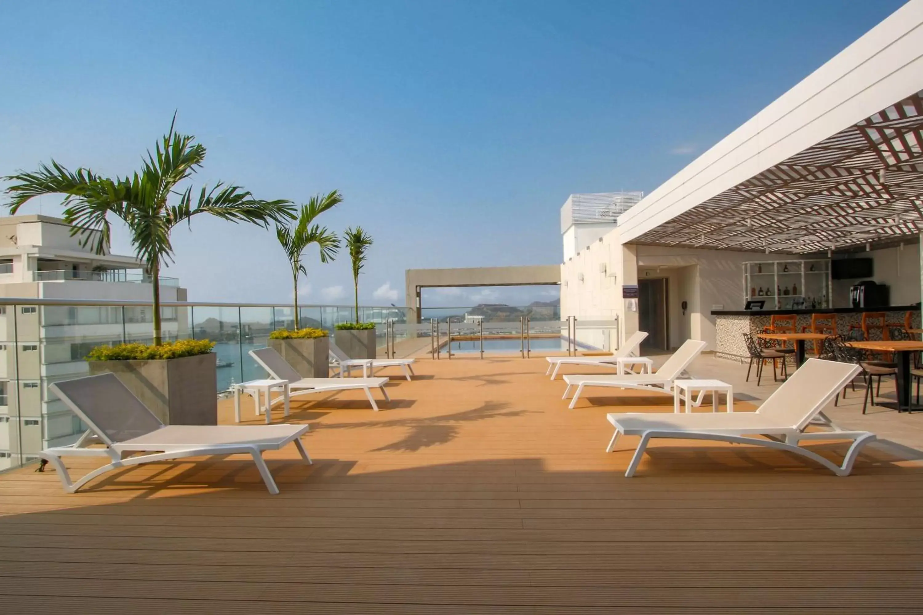 Pool view in Hilton Garden Inn Santa Marta