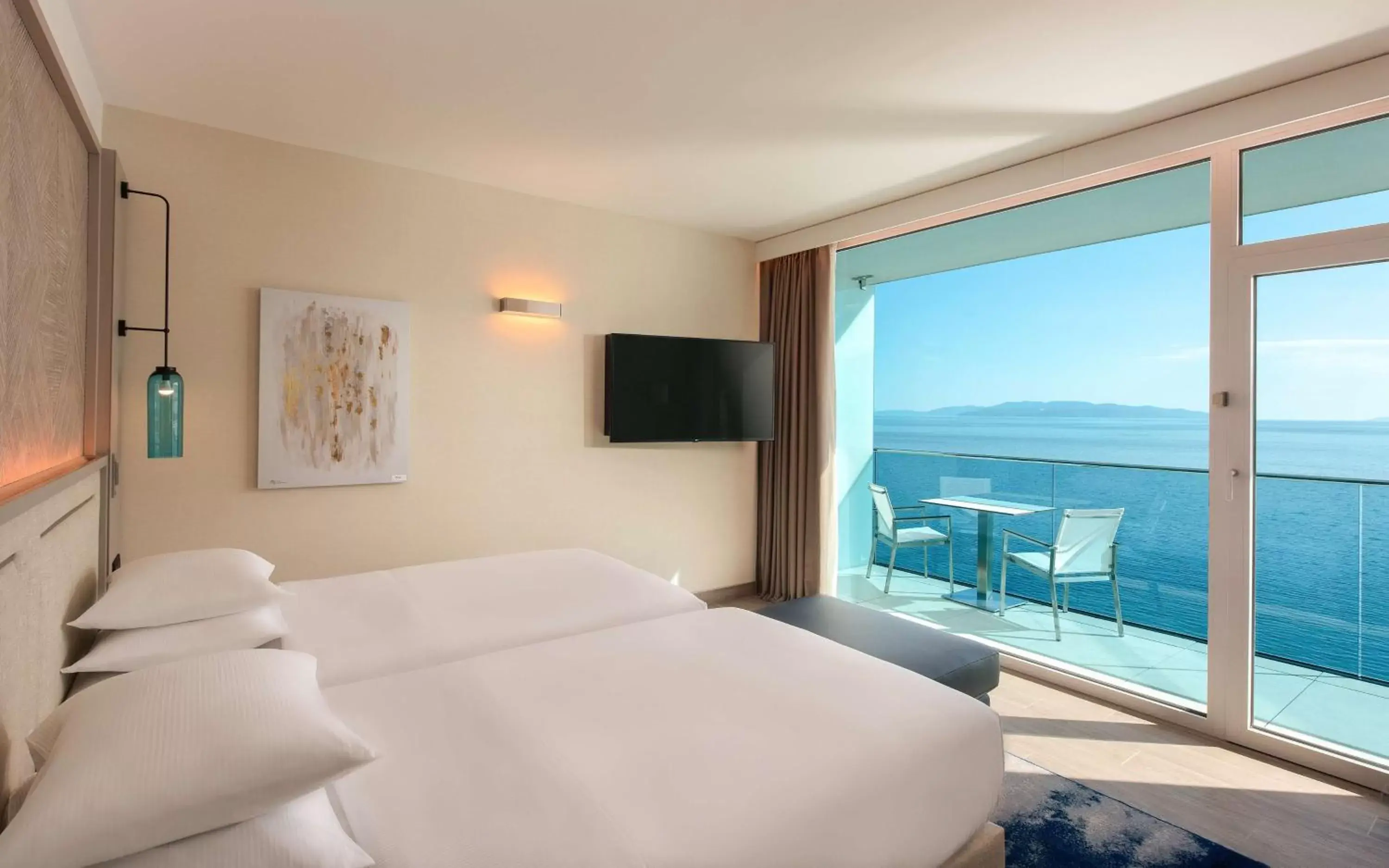 Twin Guest Room with Balcony and Sea View in Hilton Rijeka Costabella Beach Resort And Spa