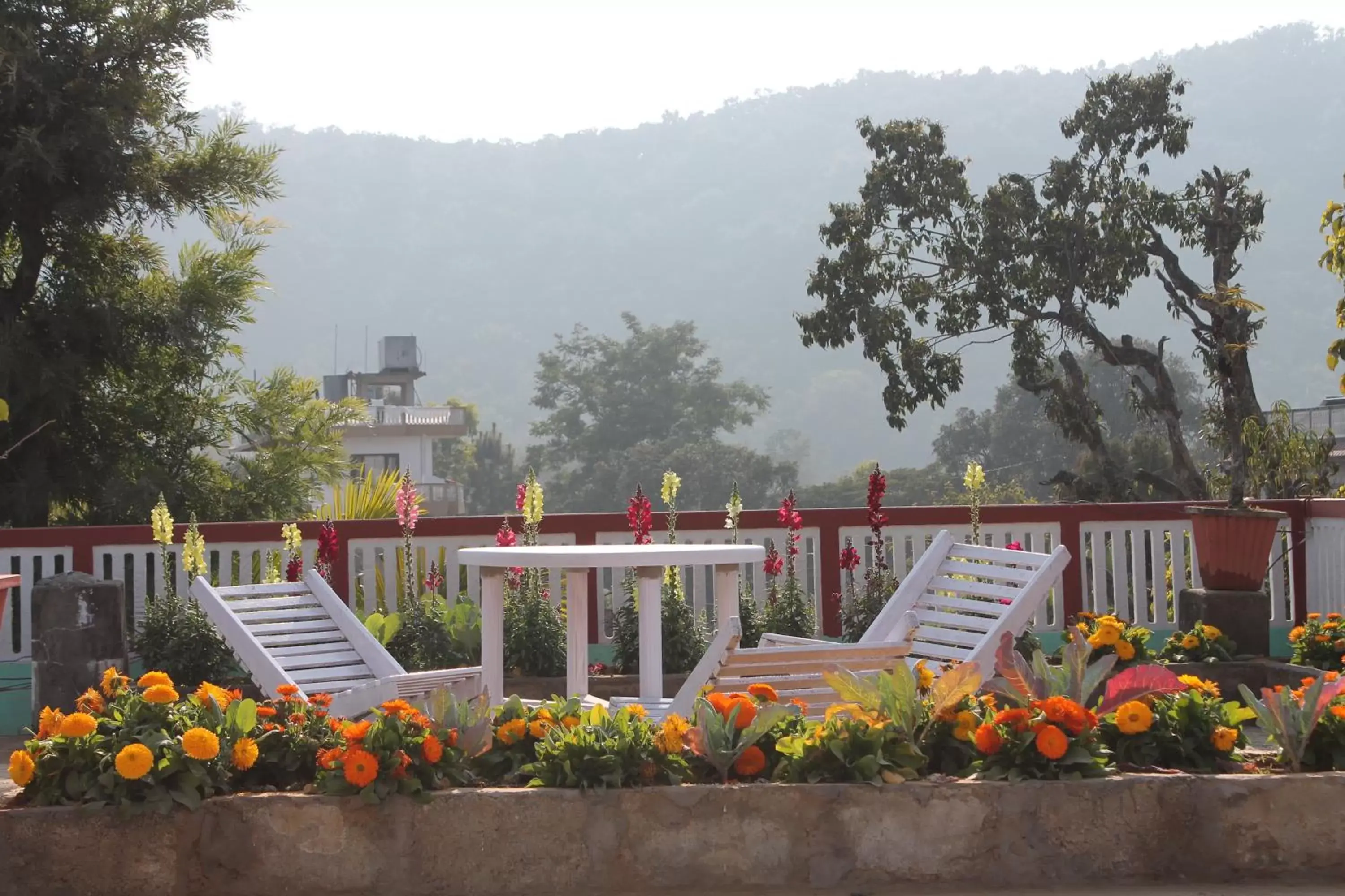 Balcony/Terrace in New Pokhara Lodge - Lakeside, Pokhara Nepal