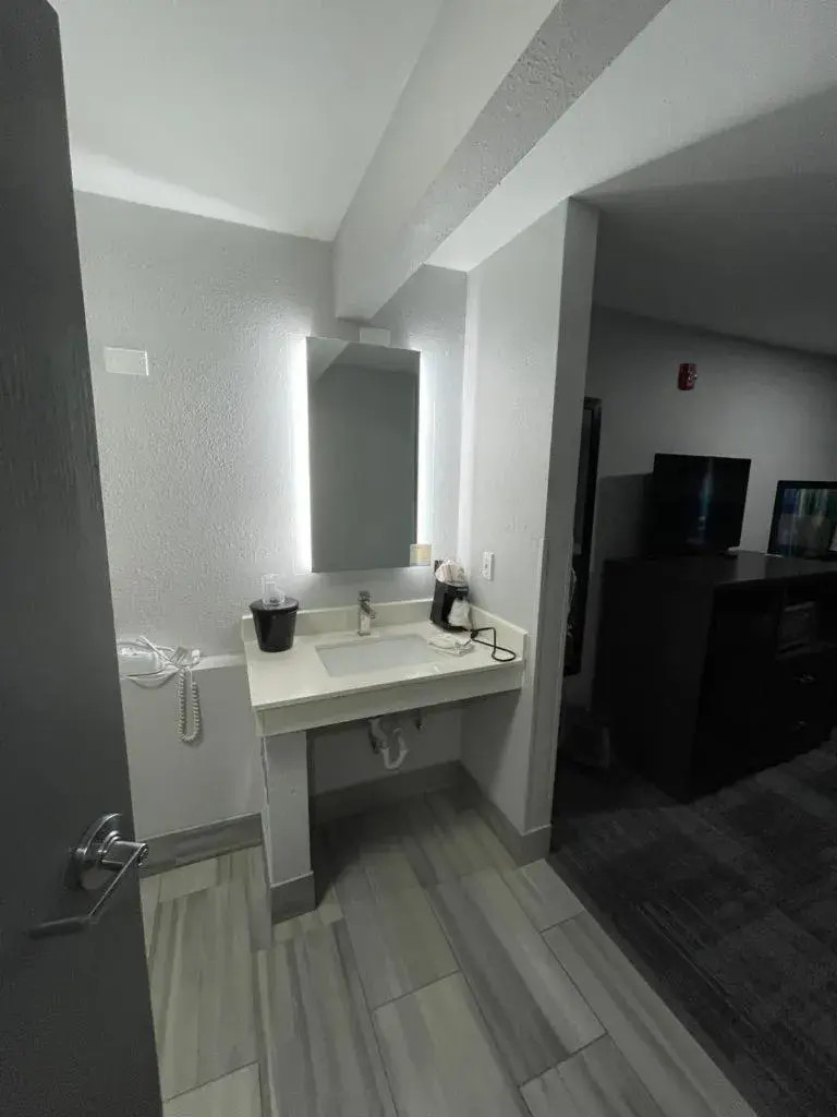 Bathroom in La Quinta Inn by Wyndham Indianapolis Airport Executive Dr