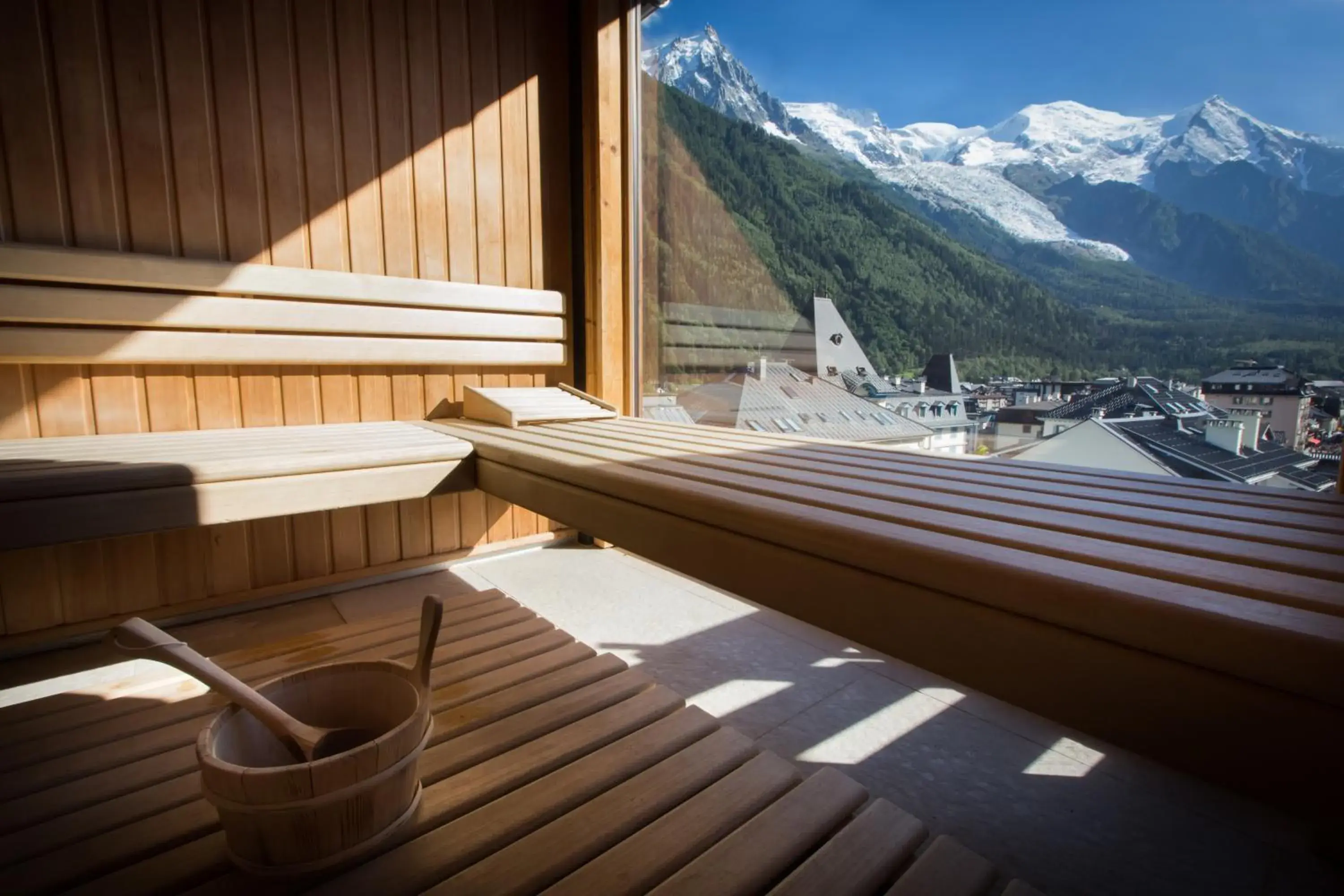 Sauna, Mountain View in Park Hotel Suisse & Spa