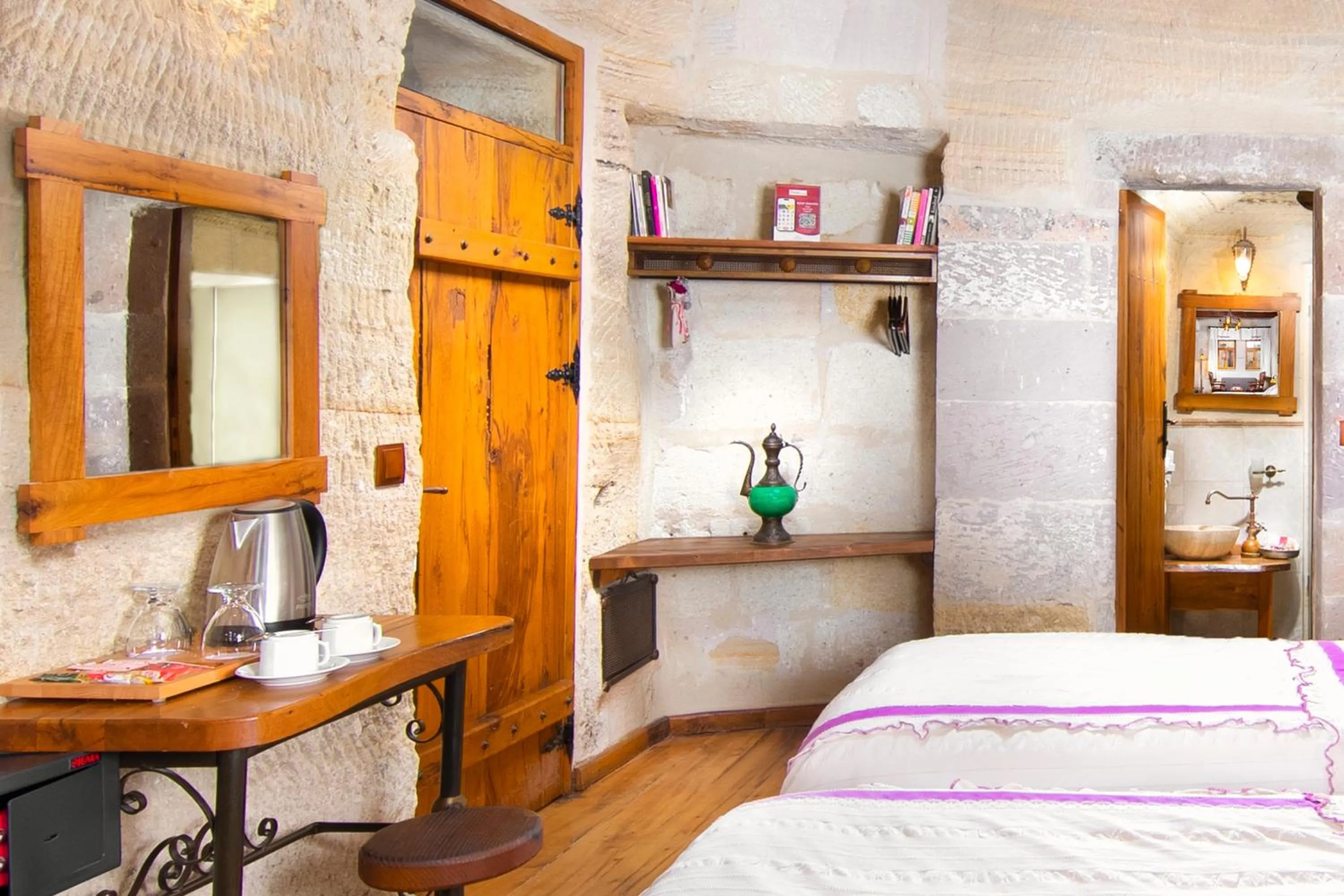 Bathroom, Bed in Terra Cave Hotel