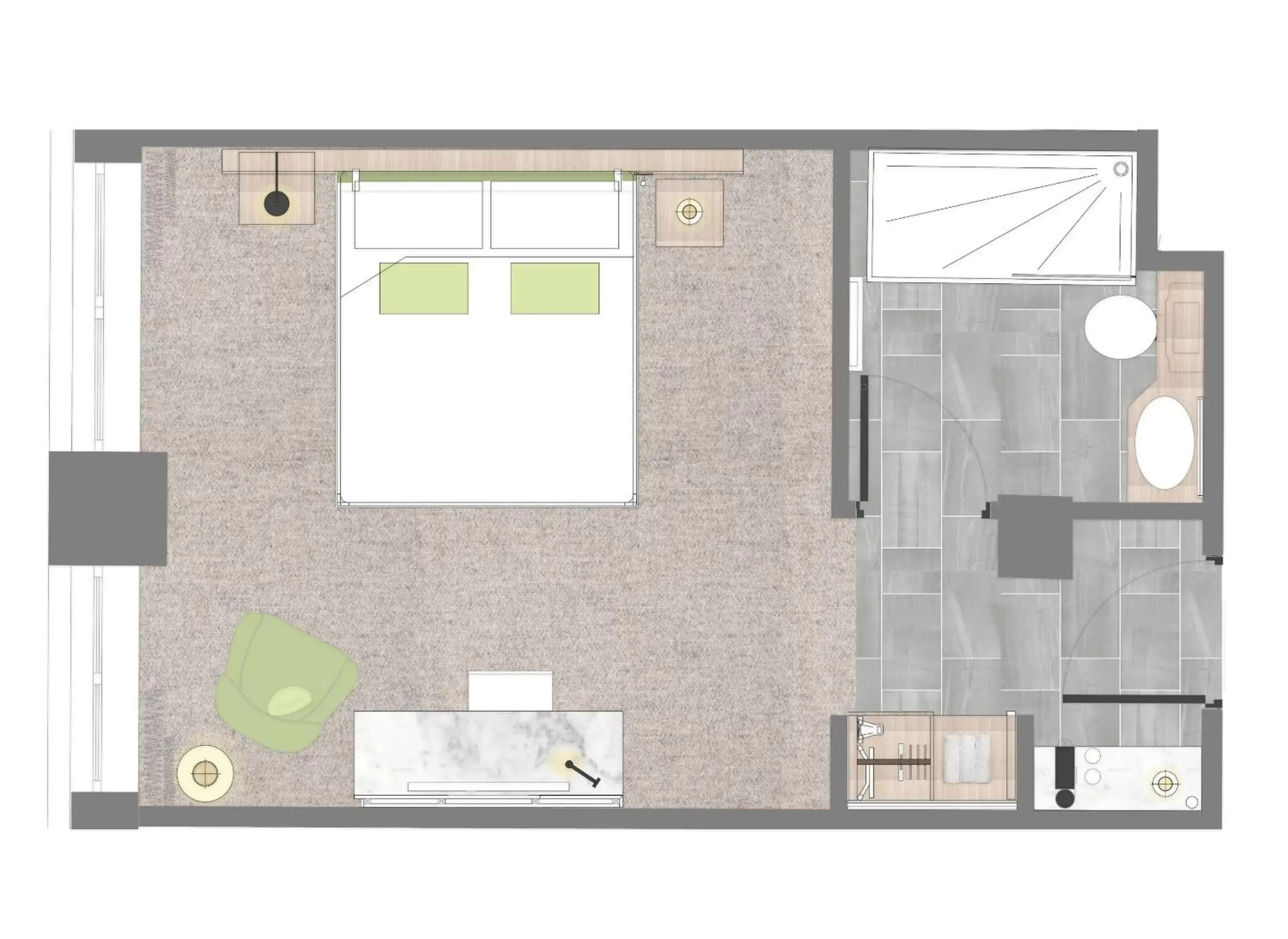 Bedroom, Floor Plan in The Morgan Hotel