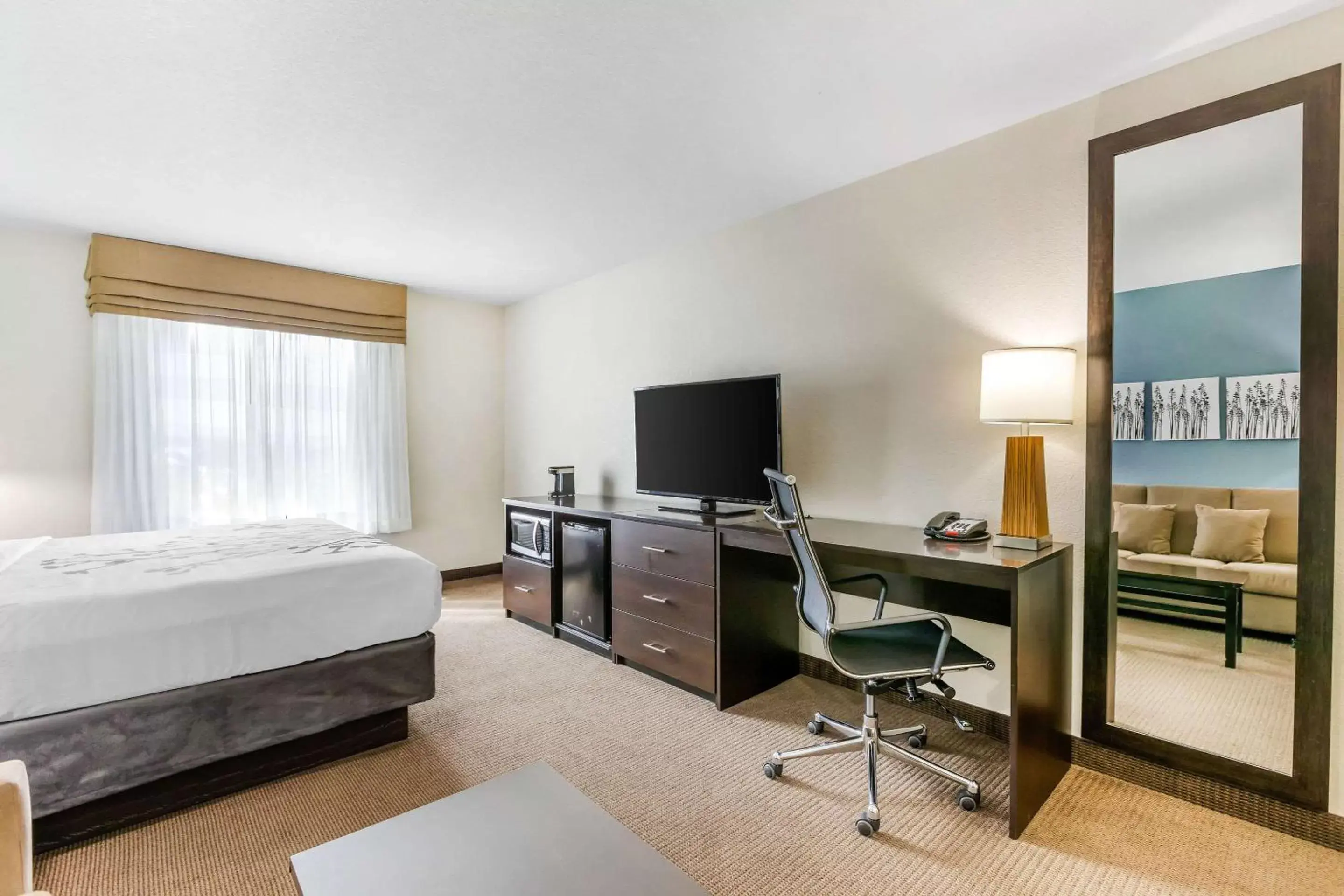 Photo of the whole room, TV/Entertainment Center in Sleep Inn & Suites Ames near ISU Campus