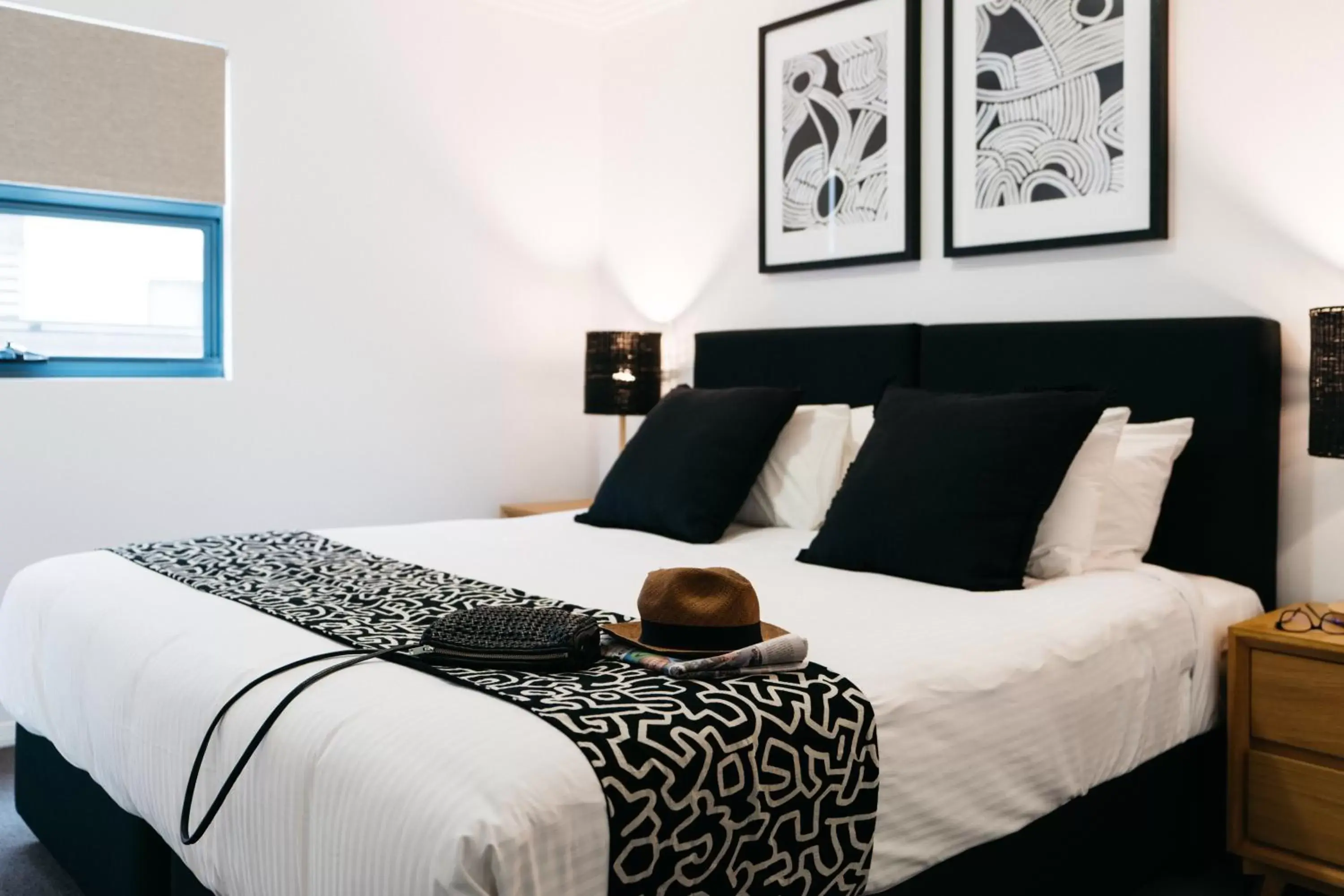 Decorative detail, Bed in Gabba Central Apartments