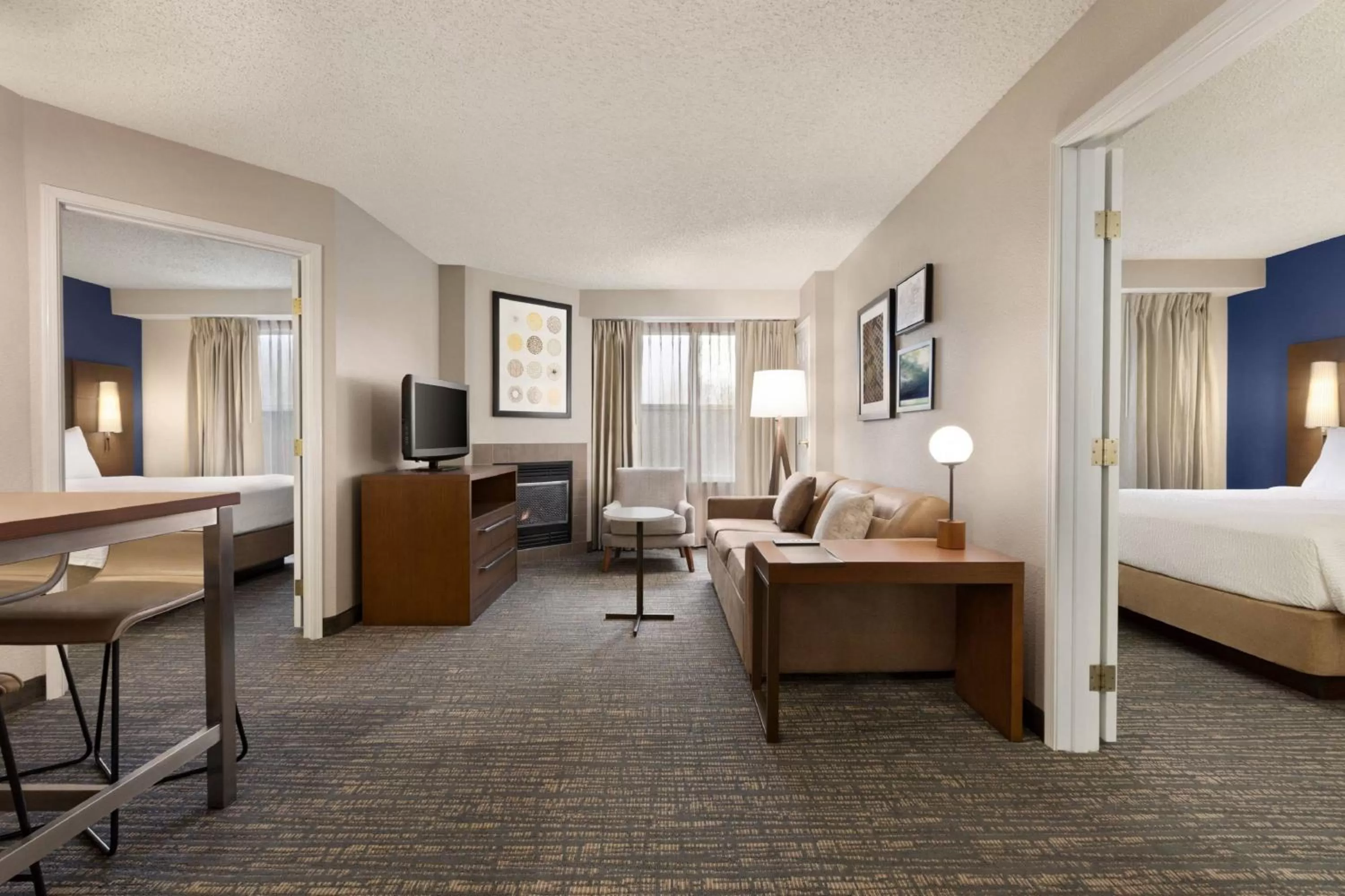 Two-Bedroom Suite with 3 Queen beds, 1 Sofa Bed, Full Kitchen, Living Space in Residence Inn by Marriott Norfolk Airport