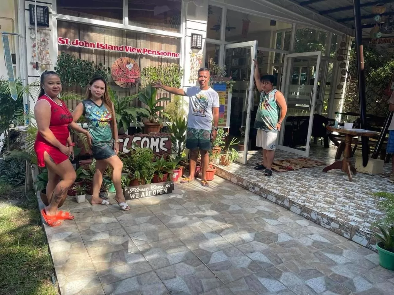 group of guests in St. John Island View Pensionne