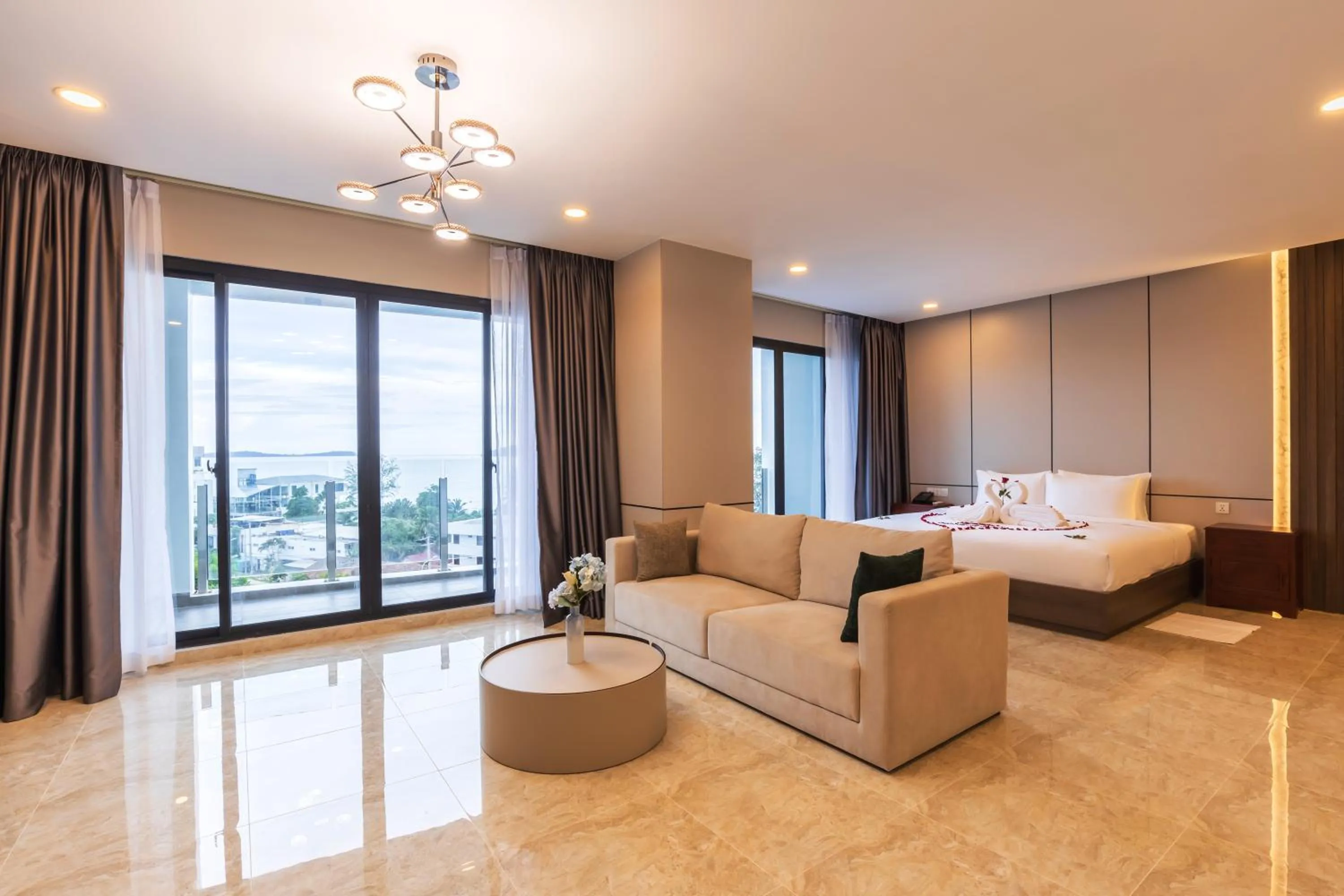 Living room, Bed in Otres Beach Hotel