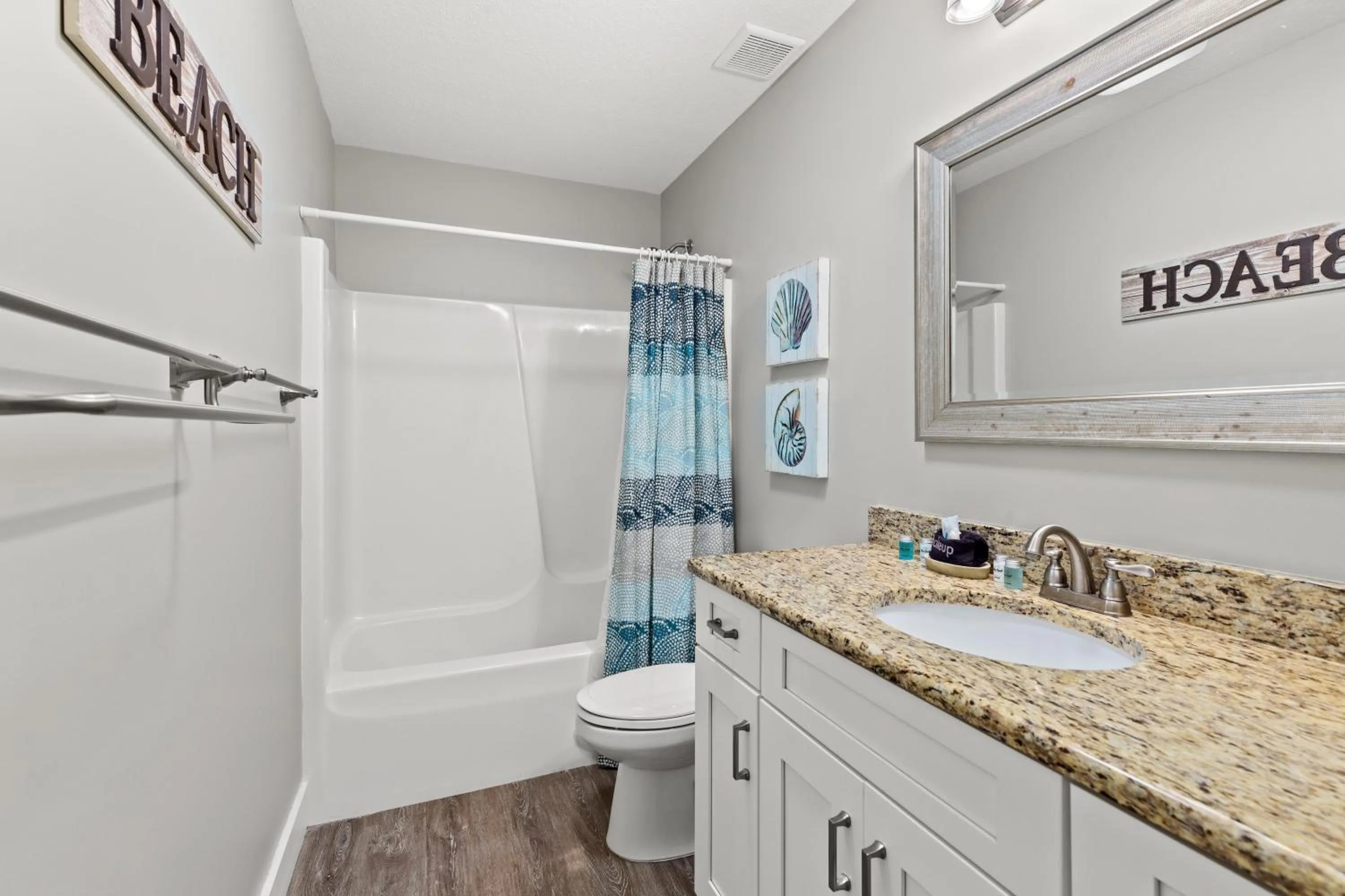 Bathroom in 3BD, 2BA Home! Family Friendly! Close to Beach! HOT TUB!