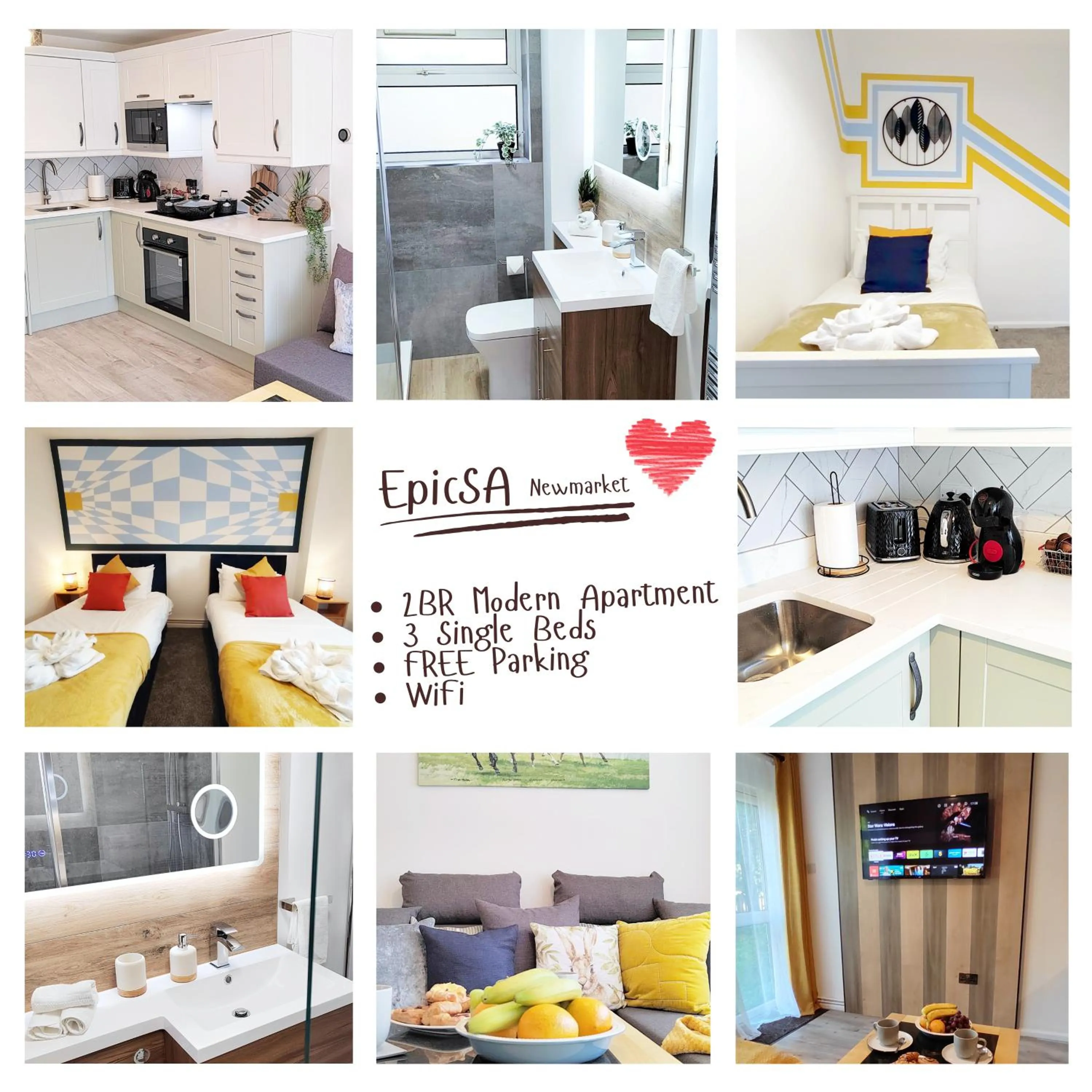 Modern 2 BR Apartment near Town