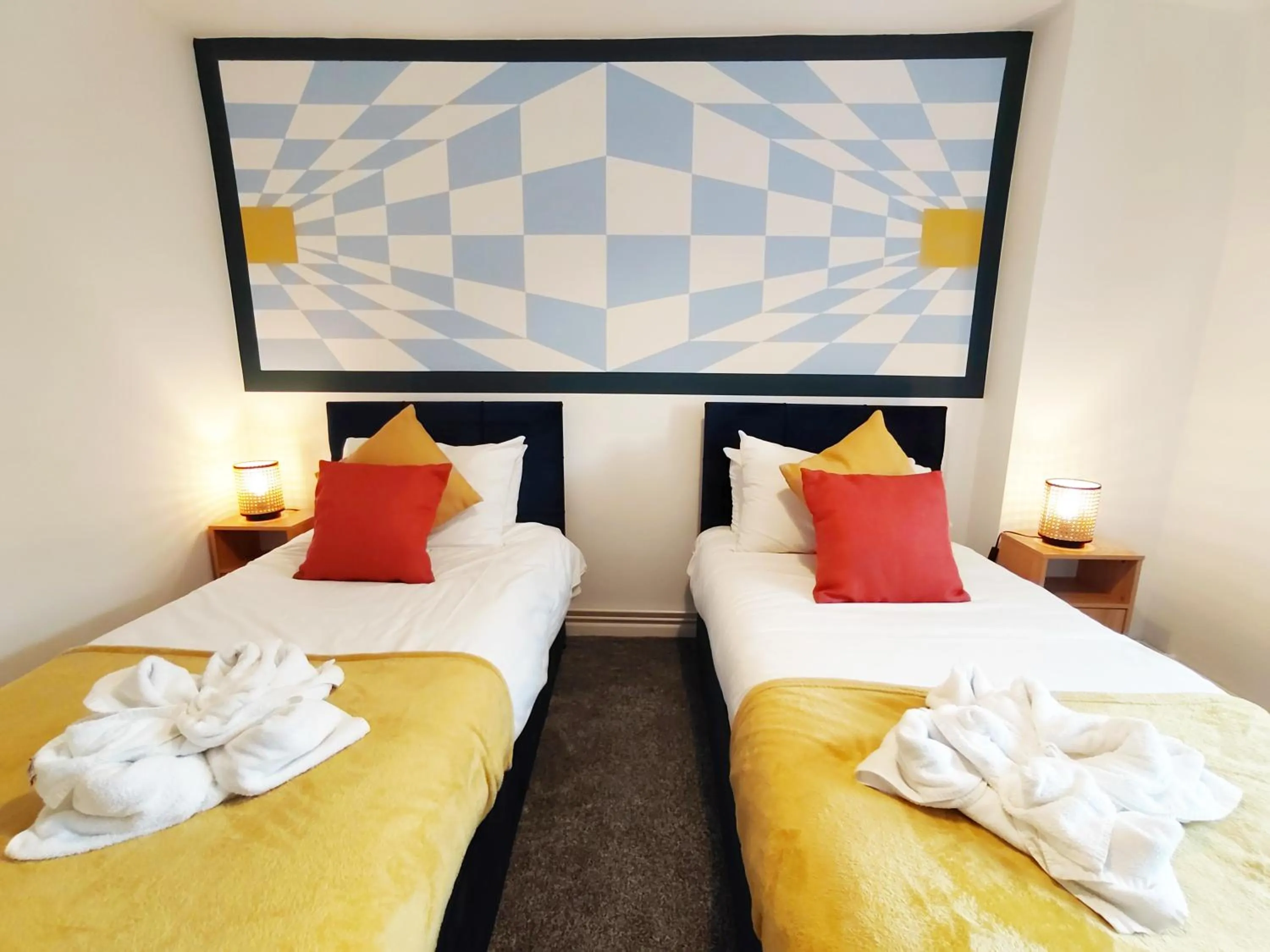 Bedroom, Bed in Modern 2 BR Apartment near Town