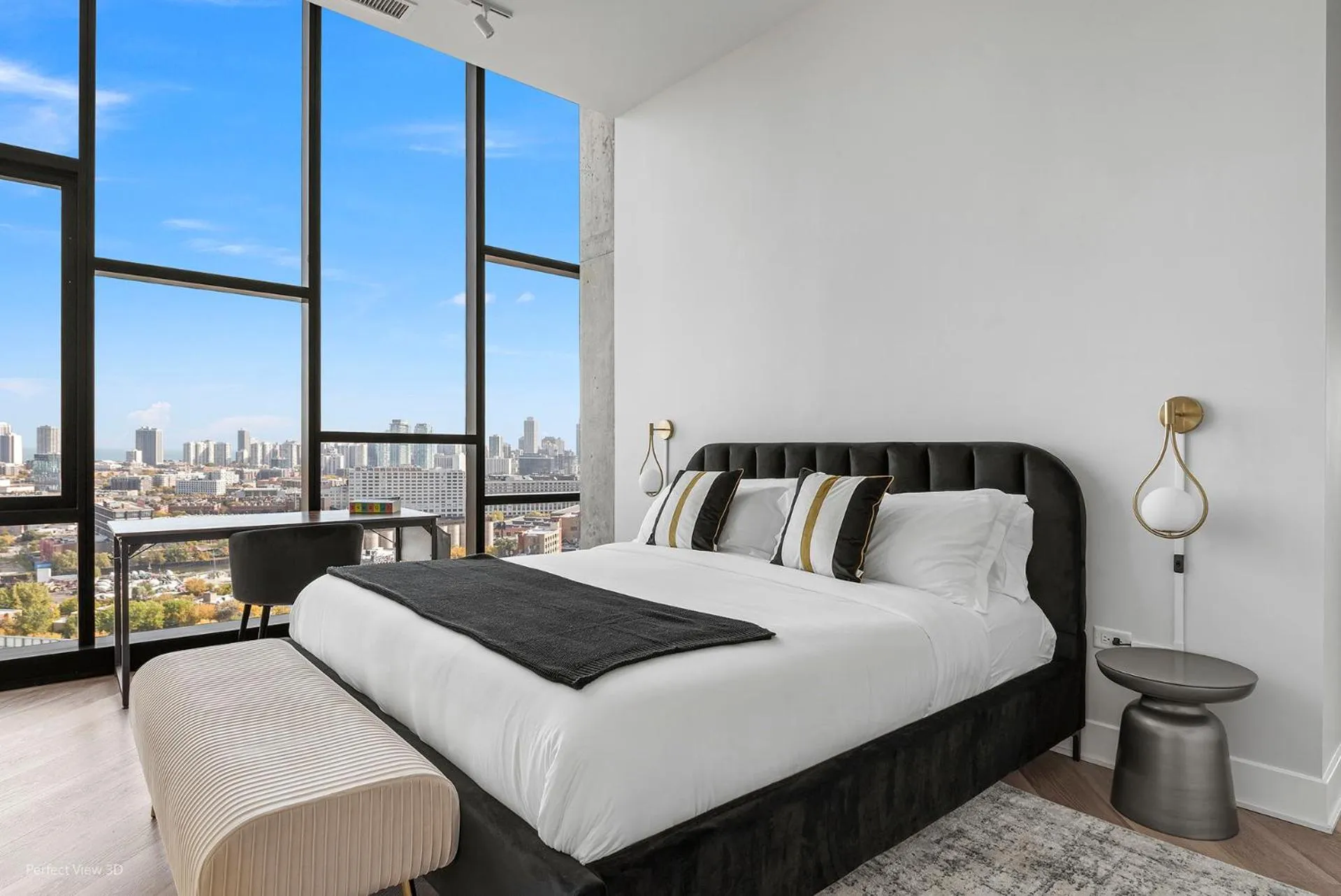 Bed in Avenir West Loop Penthouses with Iconic City Views