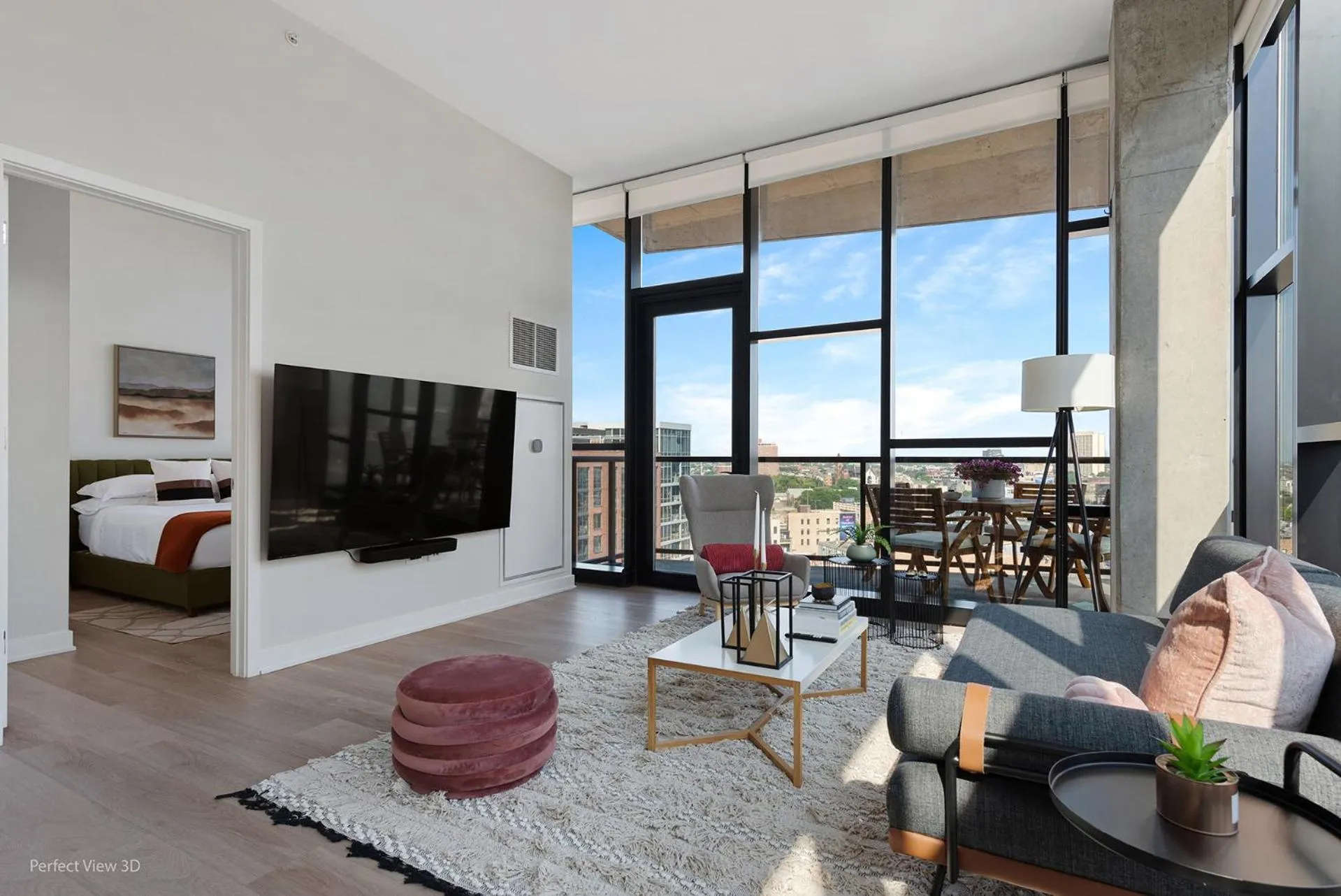 Bed in Avenir West Loop Penthouses with Iconic City Views