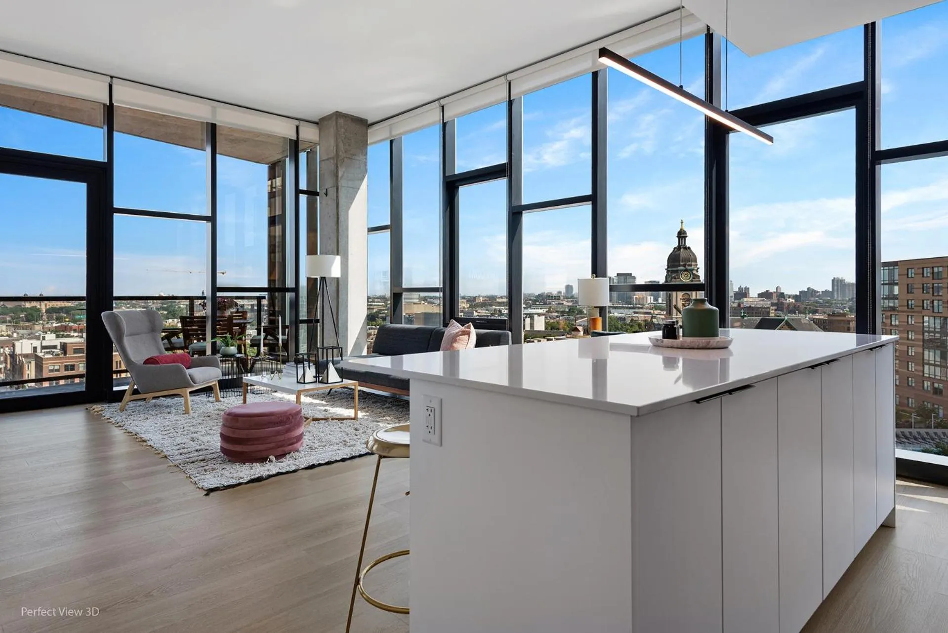 Dining area in Avenir West Loop Penthouses with Iconic City Views