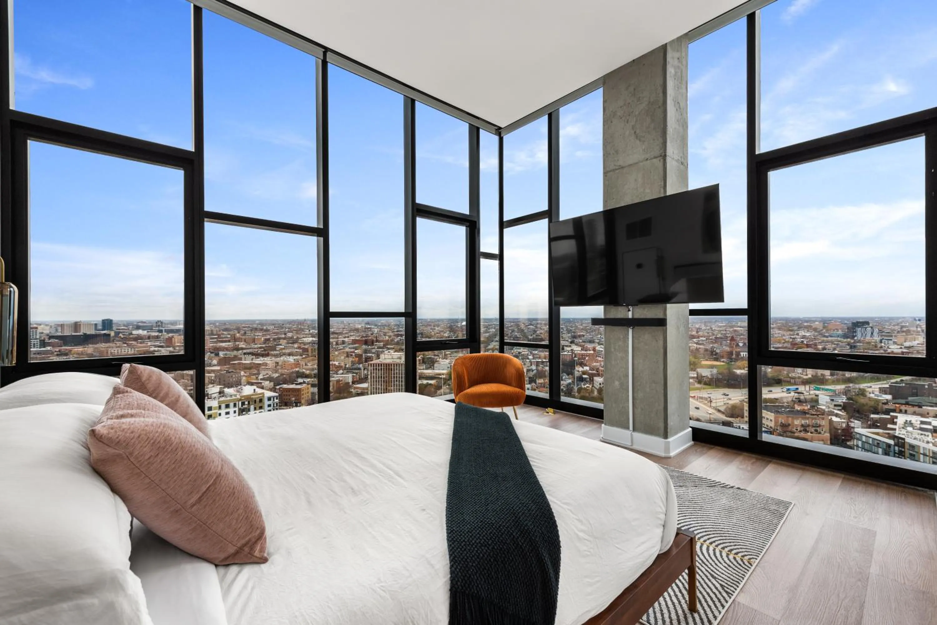 Bed in Avenir West Loop Penthouses with Iconic City Views