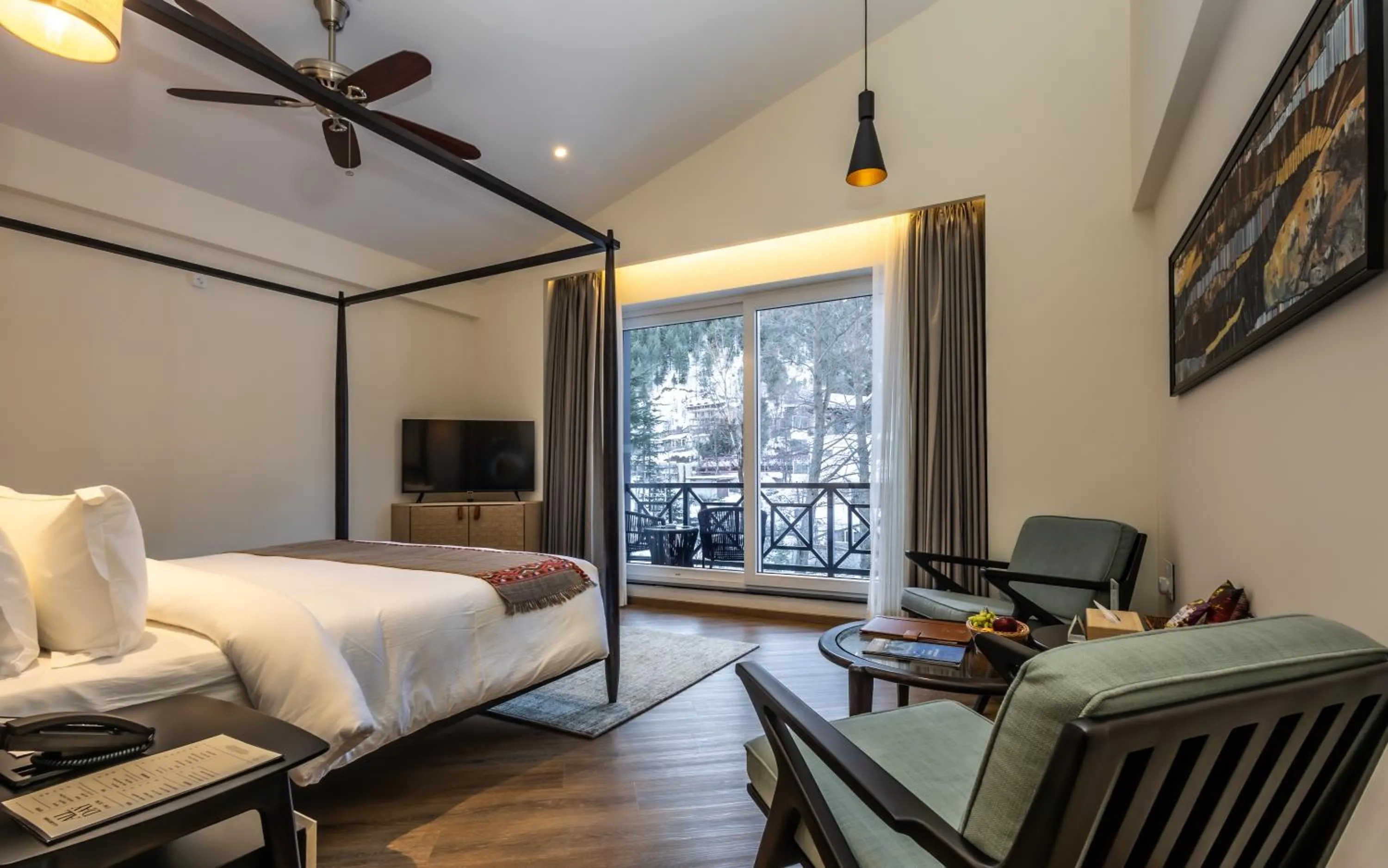 Photo of the whole room, Bed in Nivasana Manali - A Luxury Boutique Hotel