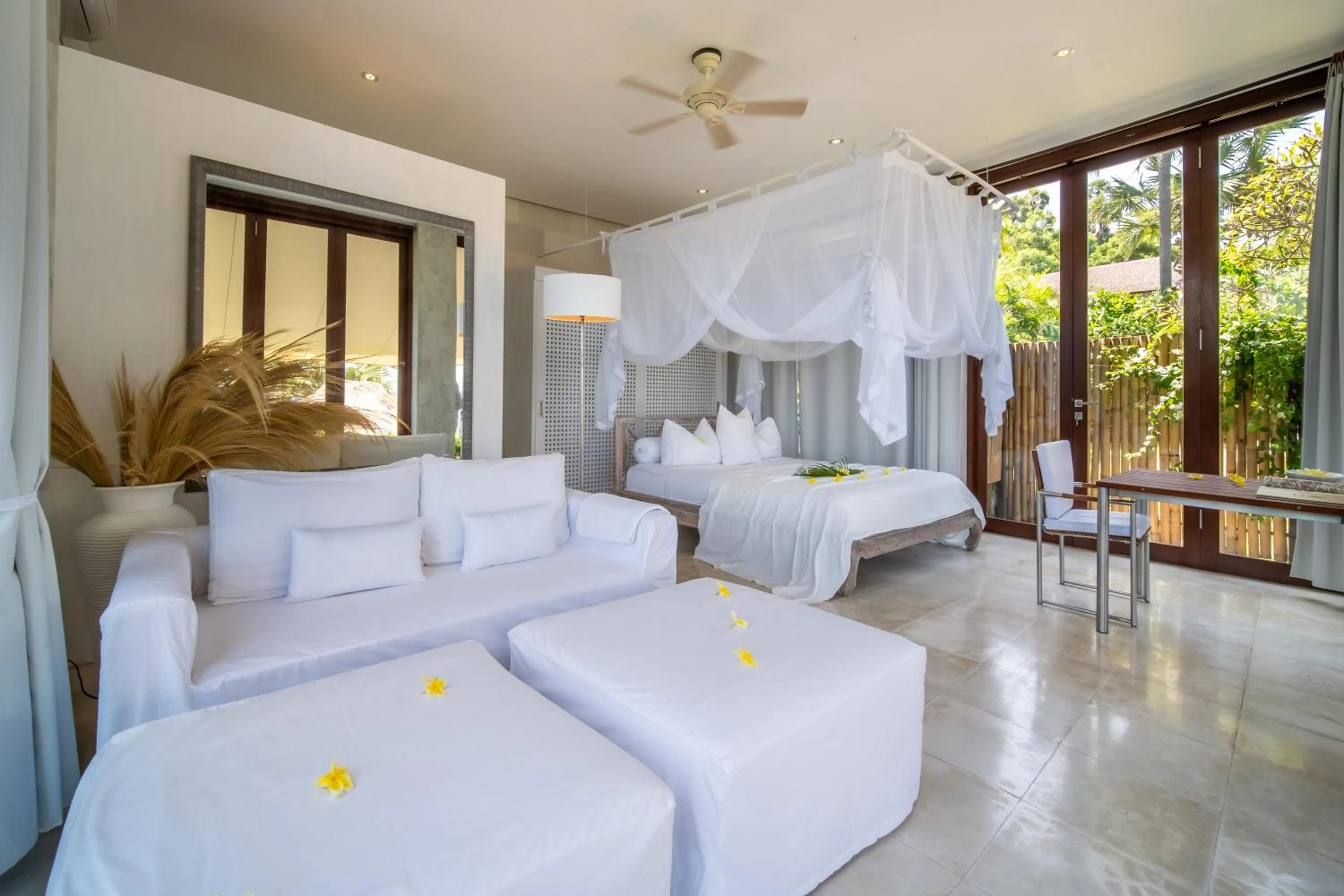 Living room, Bed in Shunyata Villas Bali