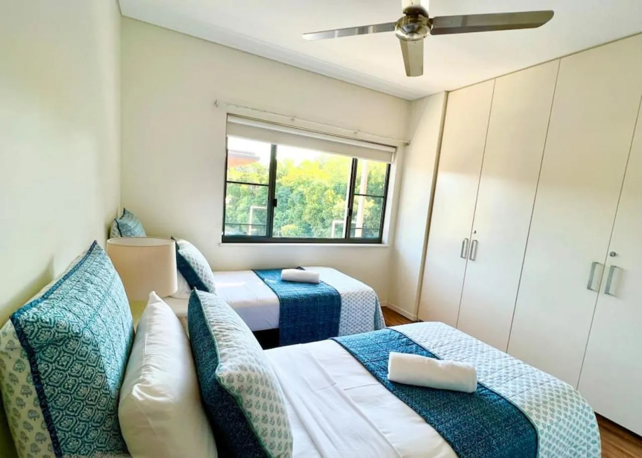 Bedroom, Bed in Waterfront Escape 2Bdr, Wavepool, Restaurants