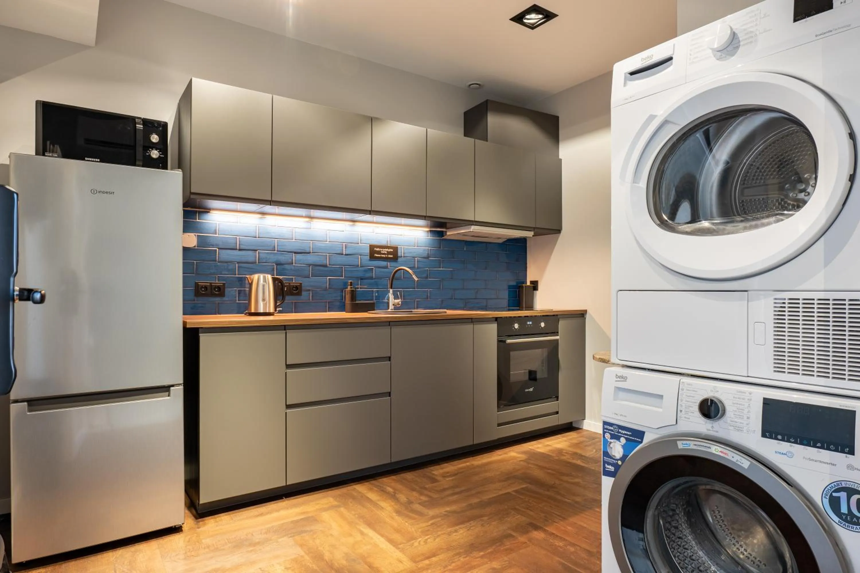 Kitchen or kitchenette in Luna Self Check-in Hotel Klaipeda