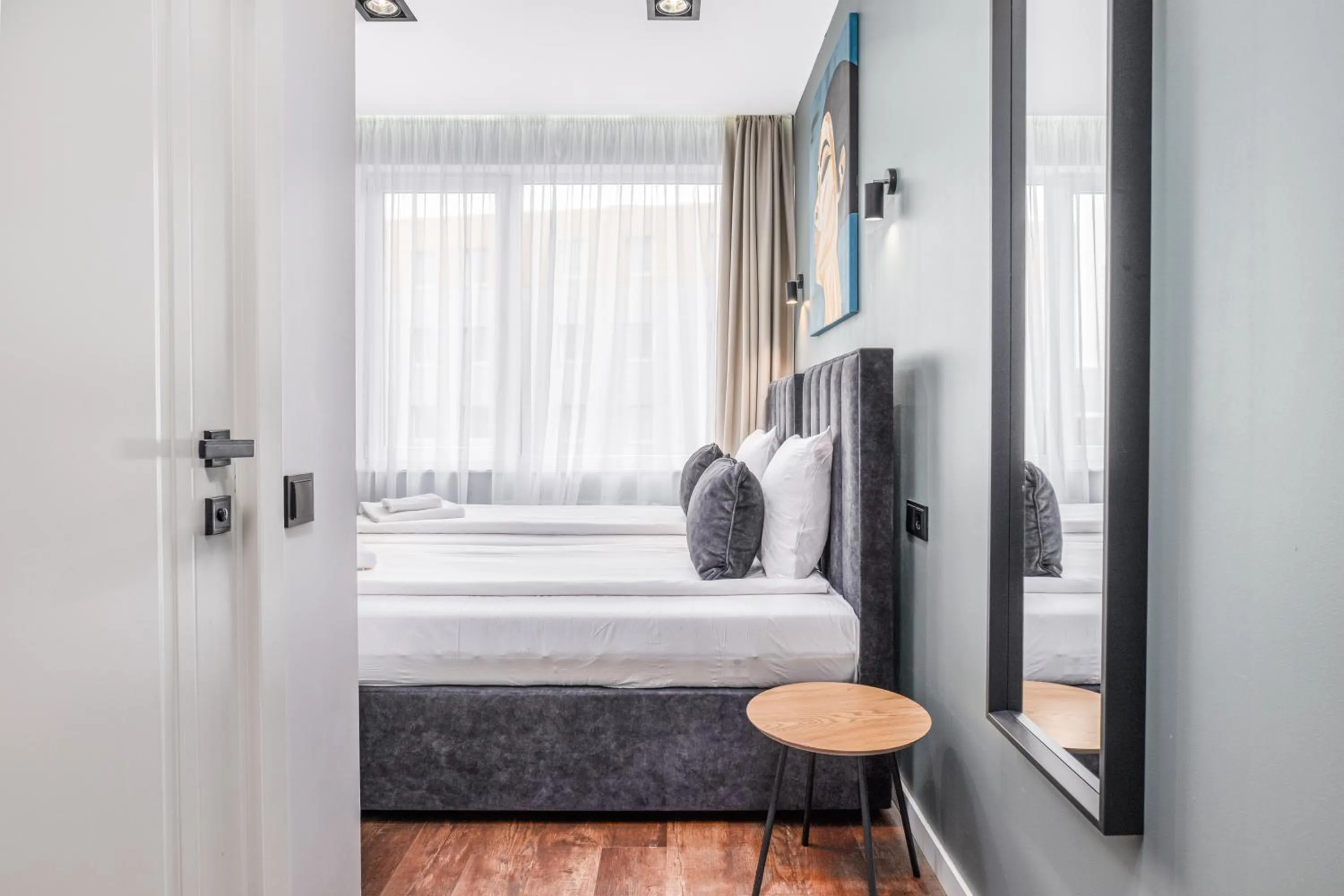 Bed in Luna Self Check-in Hotel Klaipeda