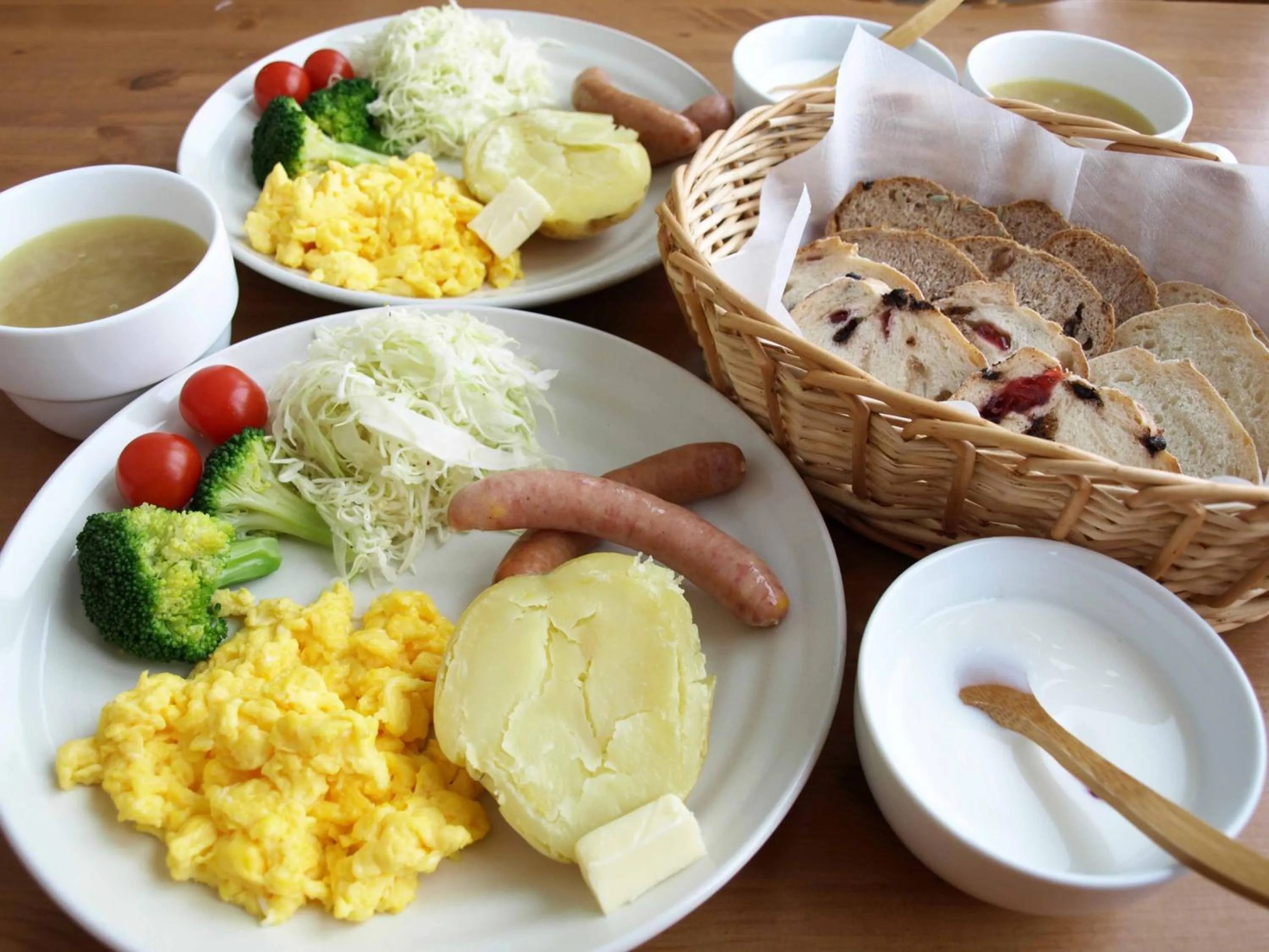 American breakfast in Pension Landscape Furano