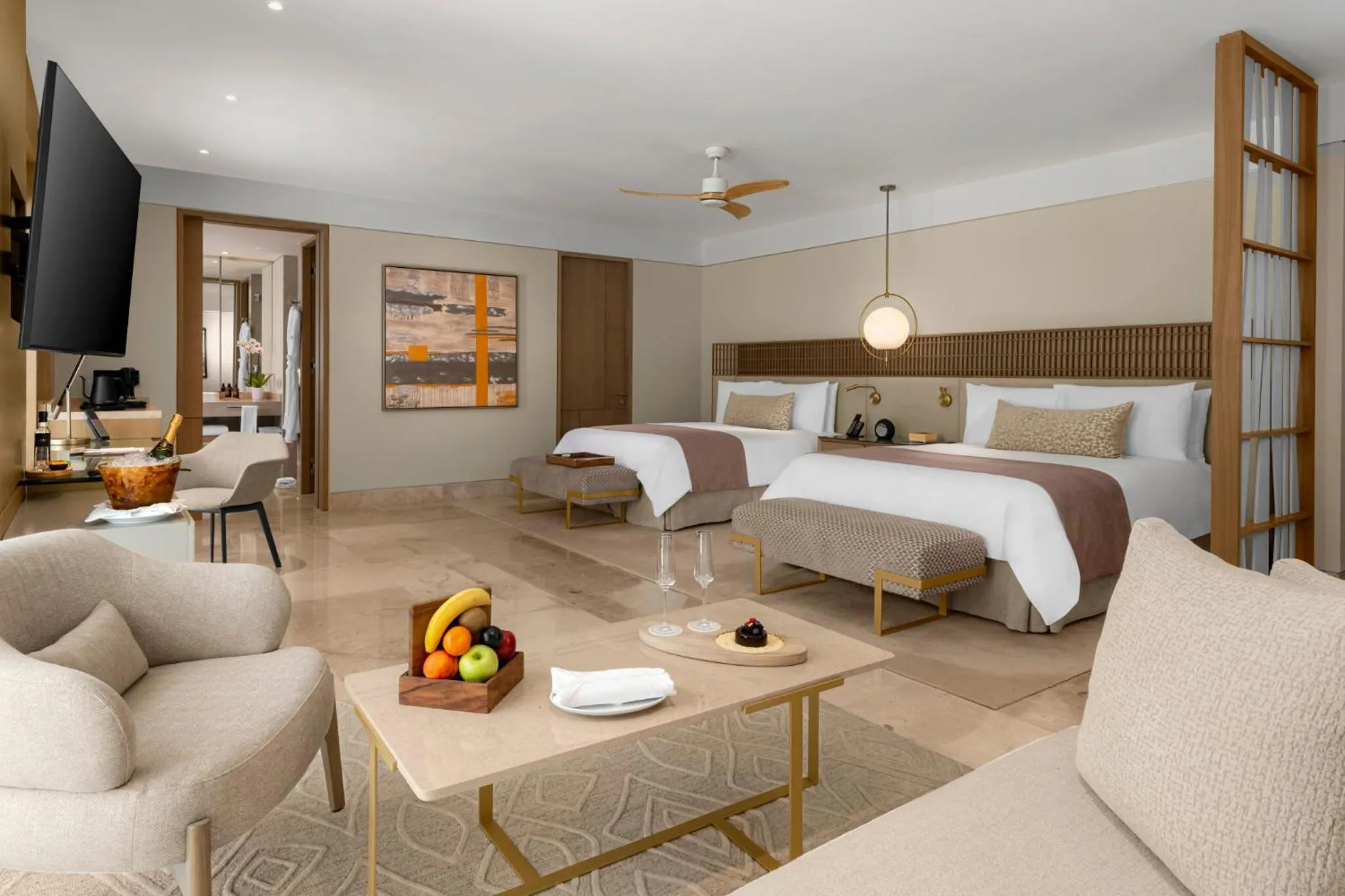 Floor plan, Bed in Grand Velas Boutique Hotel
