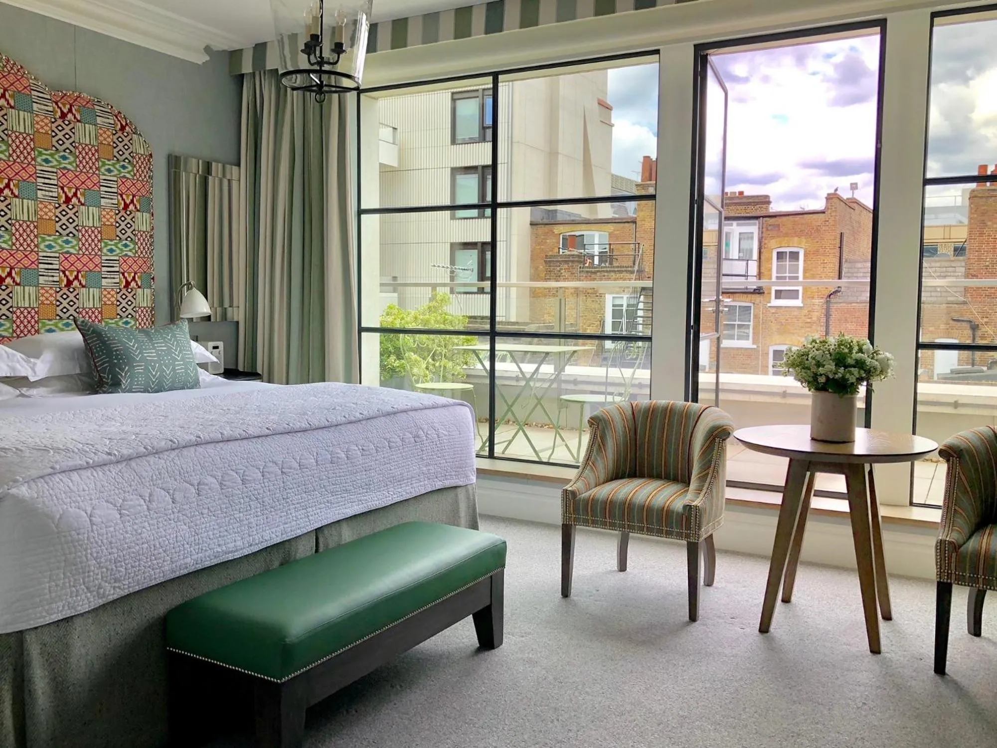 Balcony/Terrace, Bed in Ham Yard Hotel, Firmdale Hotels