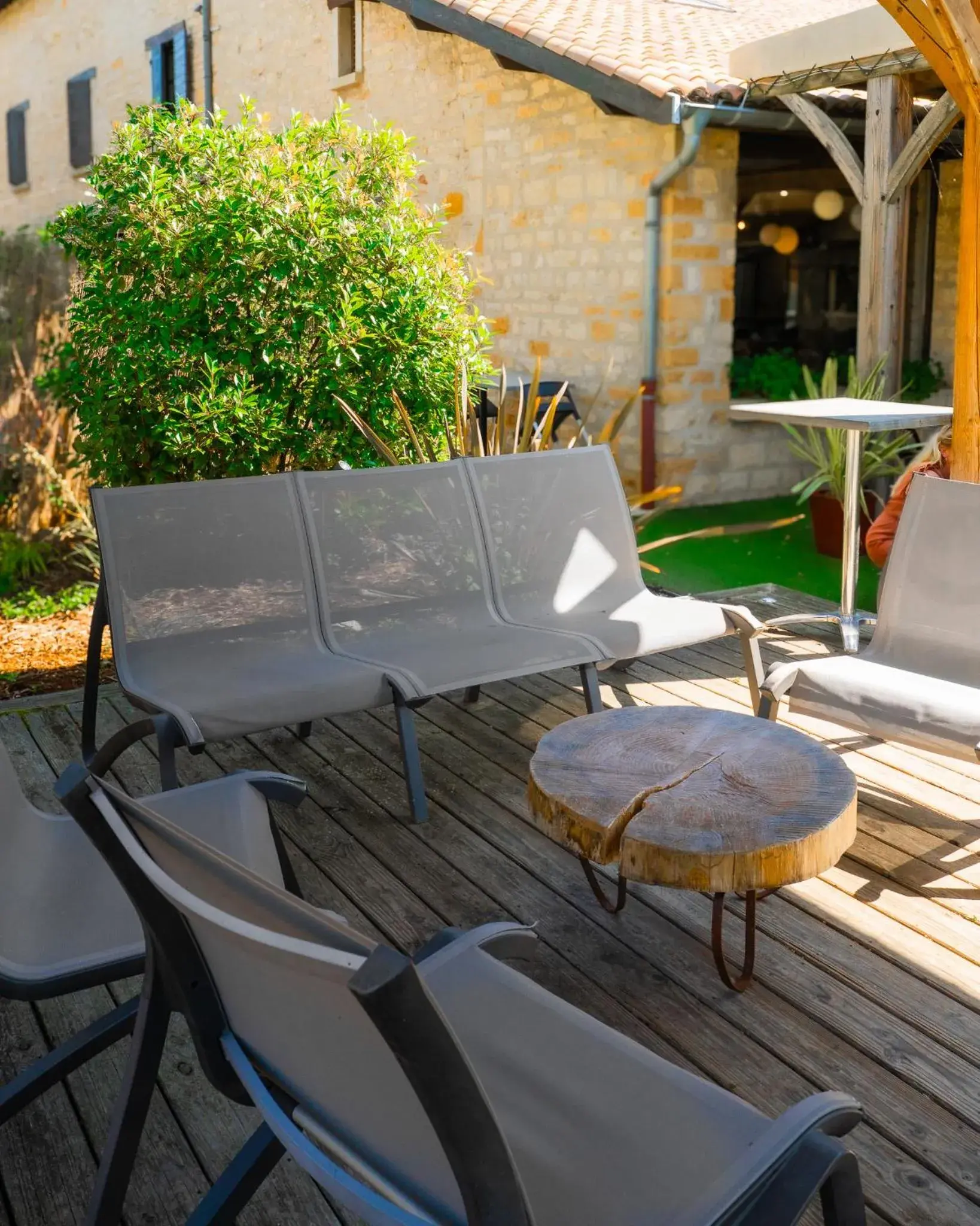 Patio in Logis Hotel-Restaurant Saint Romain Patio in Logis Hotel-Restaurant Saint Romain