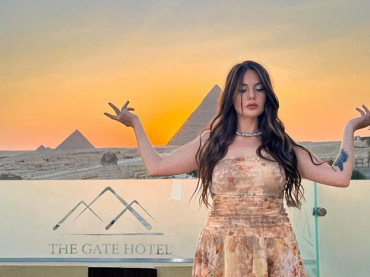 Landmark view in The Gate Hotel Front Pyramids & Sphinx View
