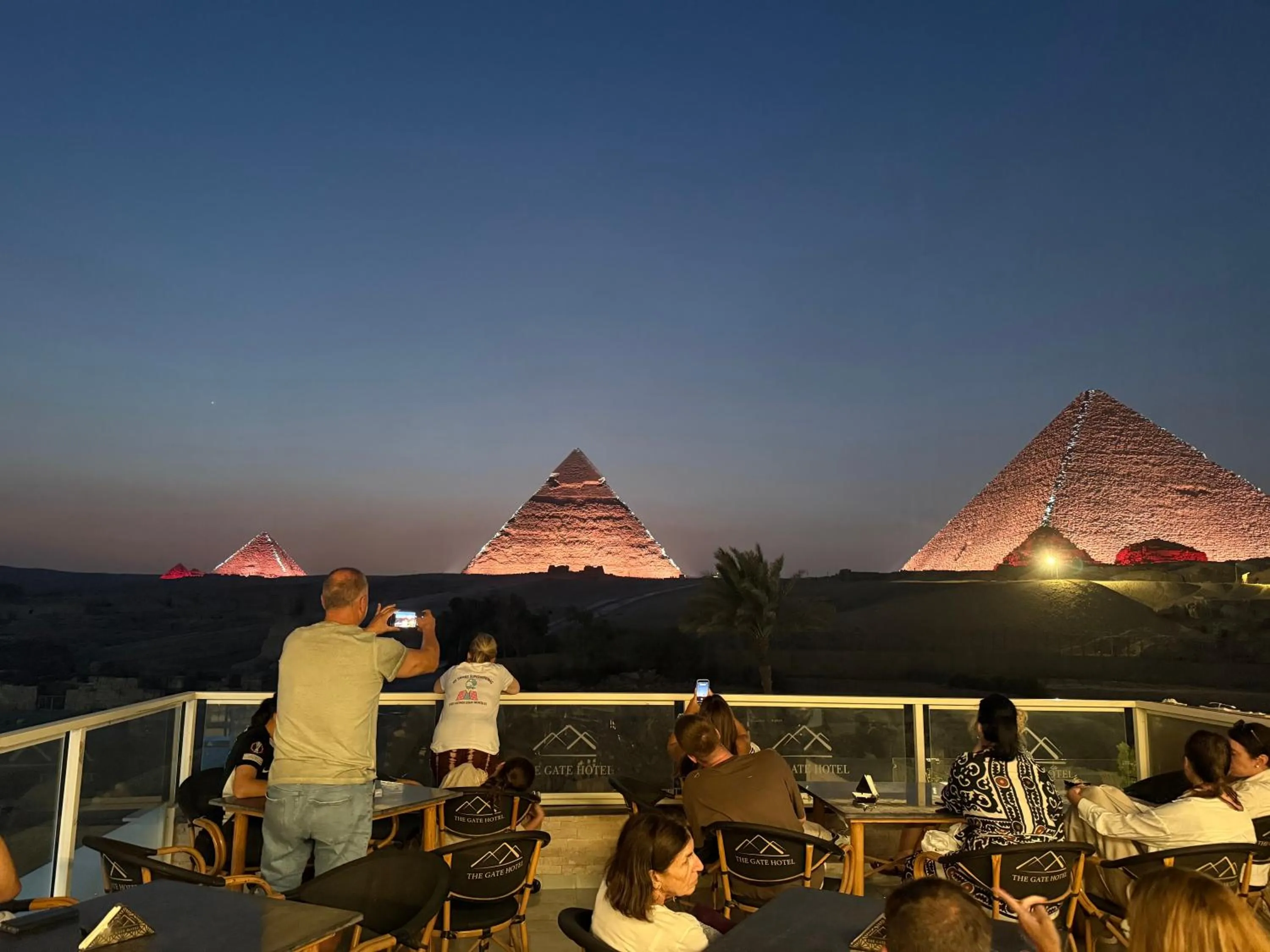 Night in The Gate Hotel Front Pyramids & Sphinx View