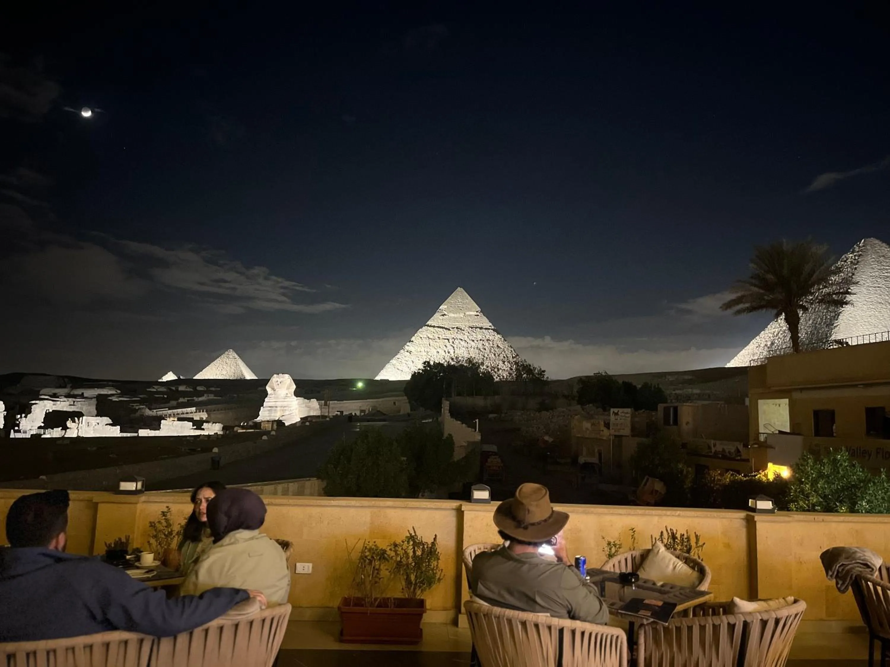 Night in The Gate Hotel Front Pyramids & Sphinx View