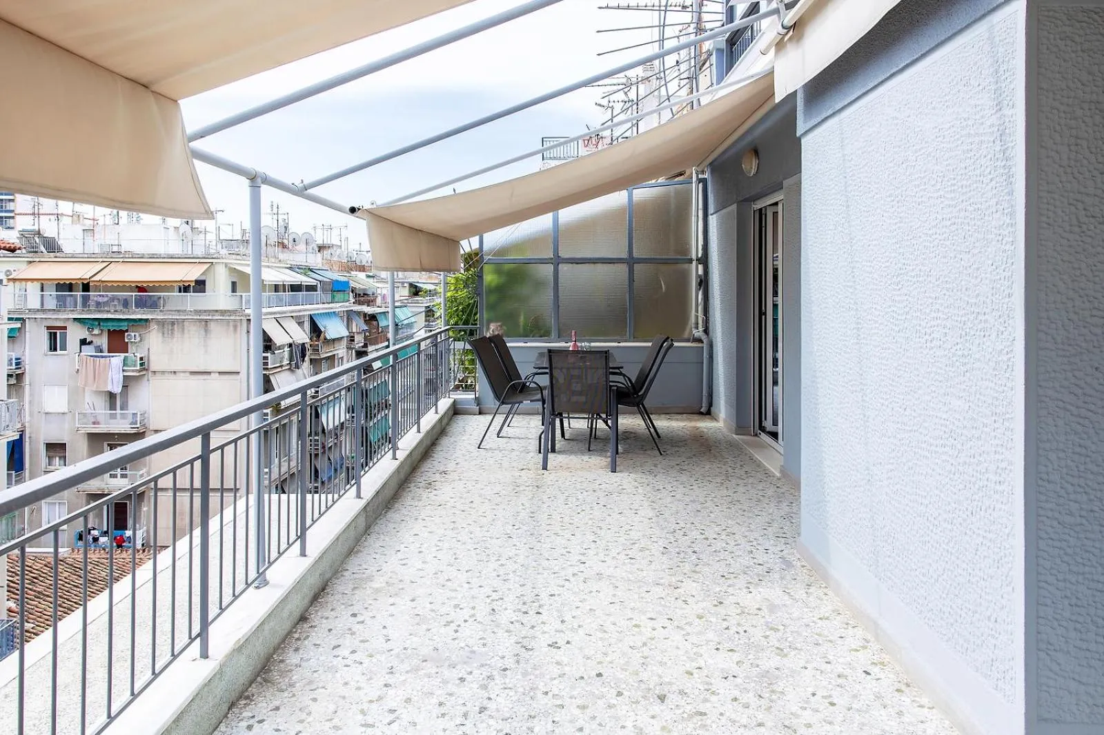 Balcony/Terrace in Aris123 by Smart Cozy Suites - Apartments in the heart of Athens - 5 minutes from metro - Available 24hr