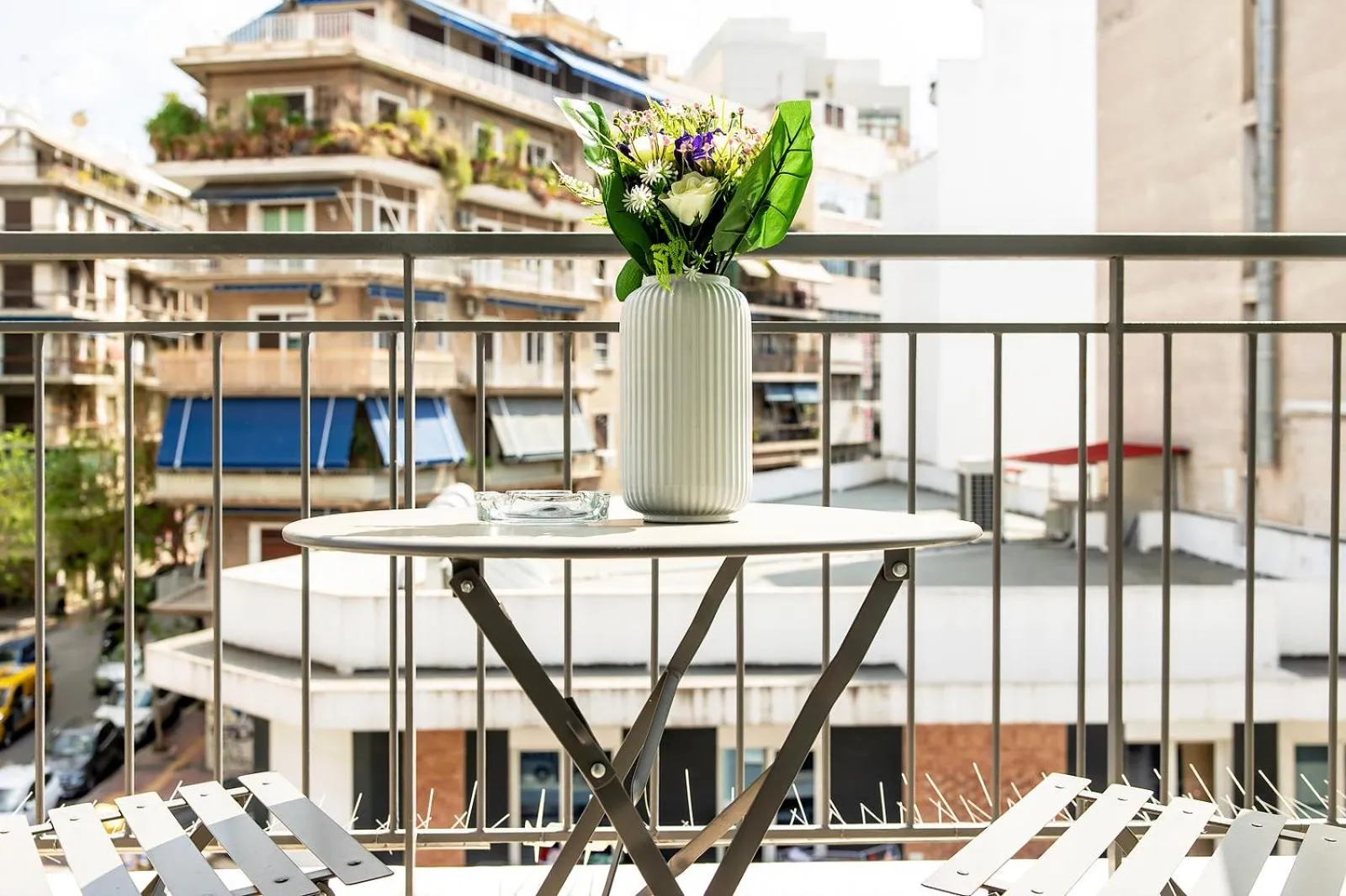 Balcony/Terrace in Aris123 by Smart Cozy Suites - Apartments in the heart of Athens - 5 minutes from metro - Available 24hr