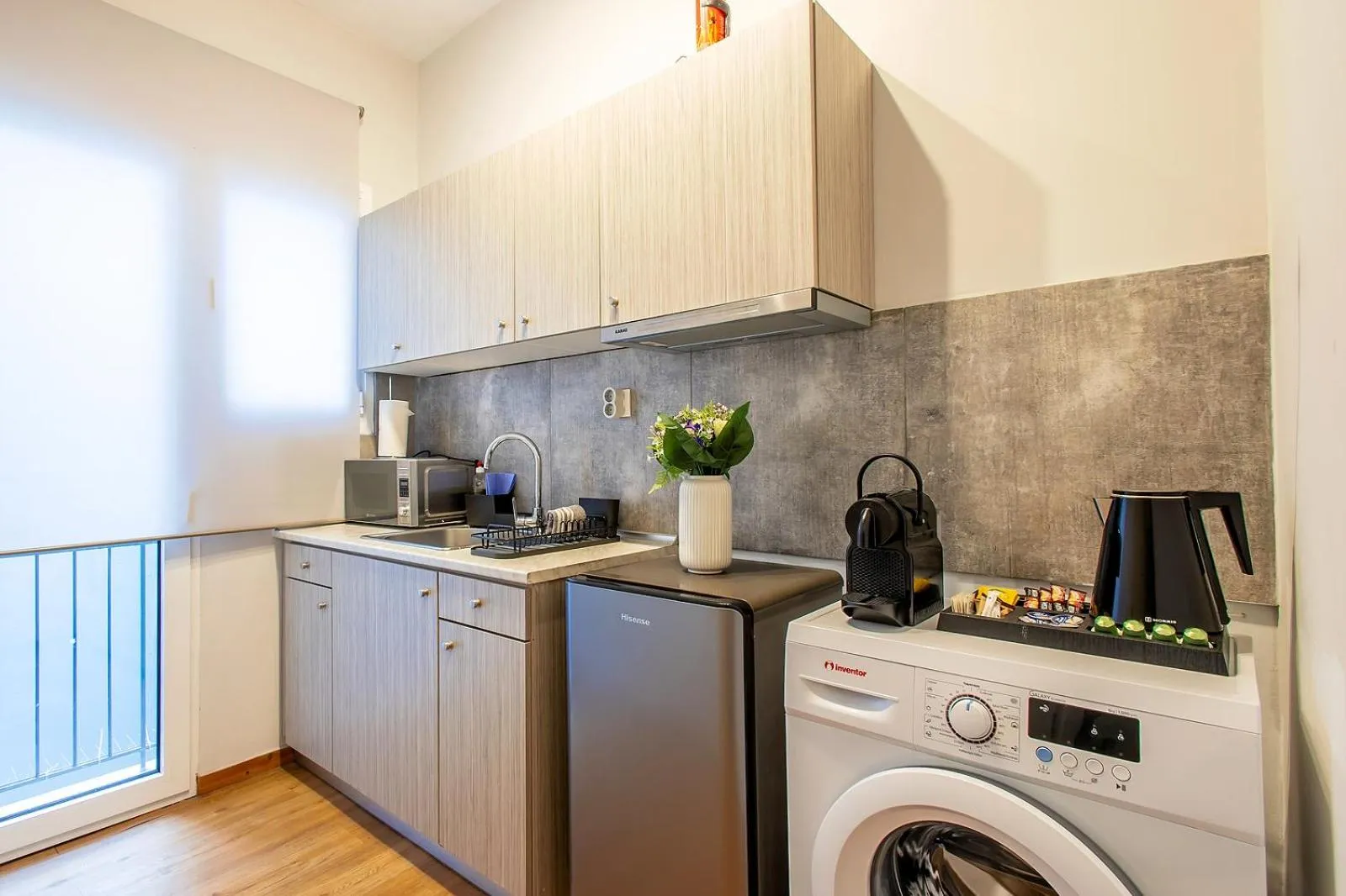 microwave in Aris123 by Smart Cozy Suites - Apartments in the heart of Athens - 5 minutes from metro - Available 24hr